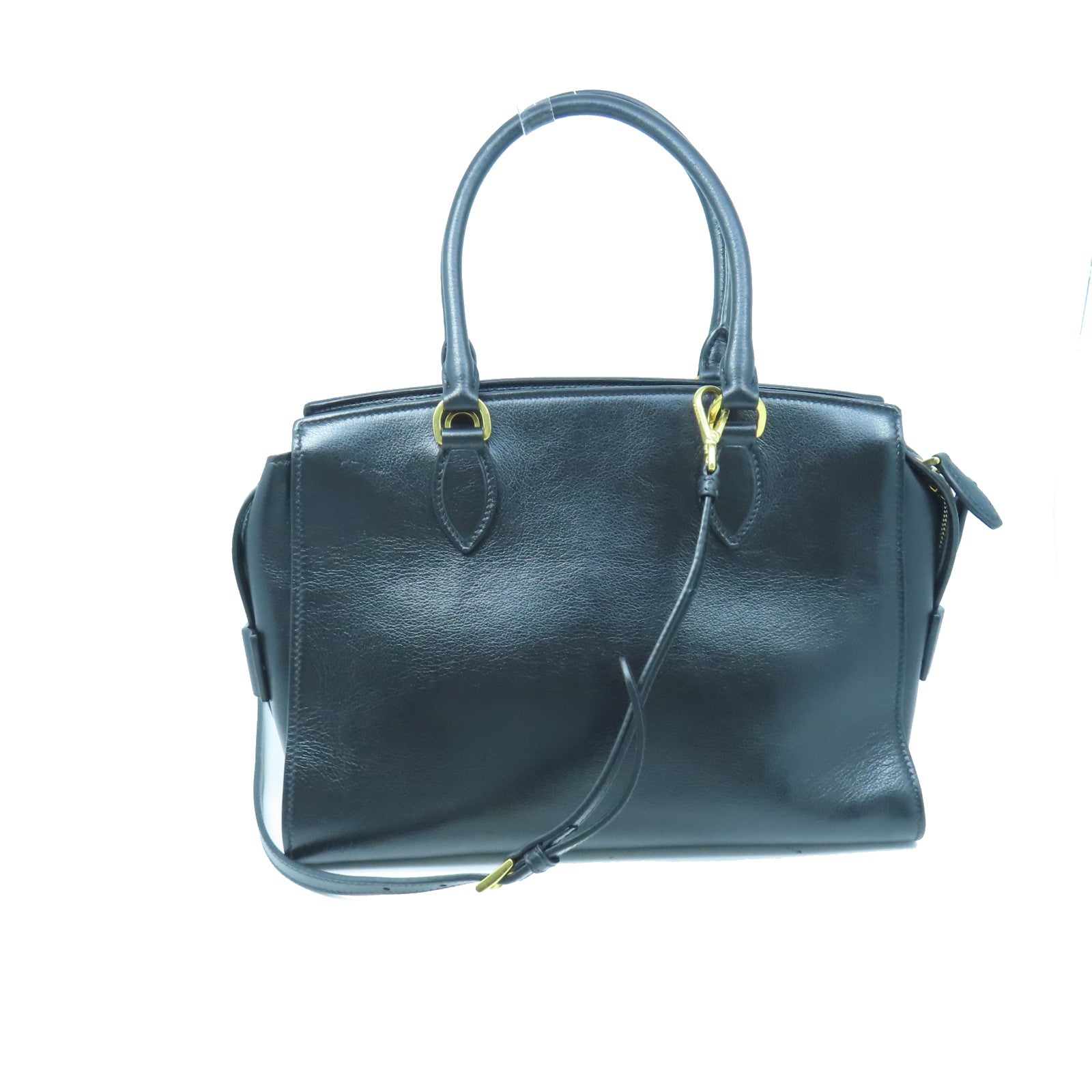 PRADA 牛皮皮革Bag金扣手挽肩背两用袋黑色