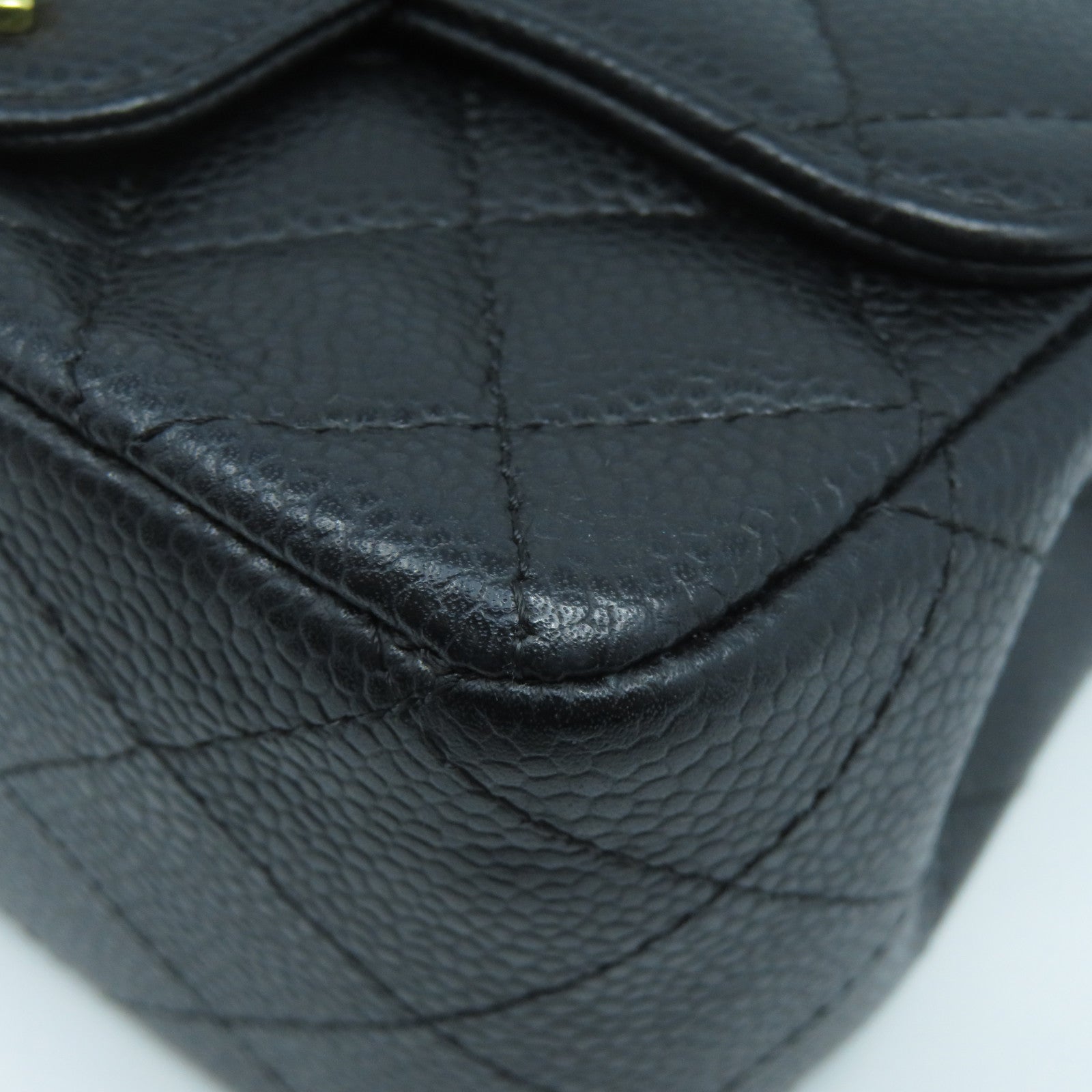 CHANEL 菱格牛皮皮革Chain Shoulder Bag金扣鏈帶肩背袋黑色