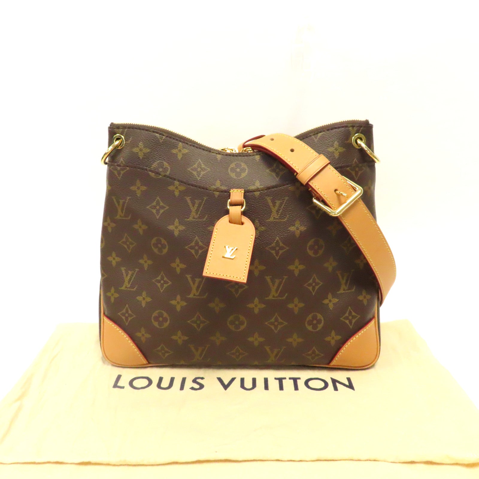 LOUIS VUITTON Monogram Odeon PM金扣肩背袋啡色