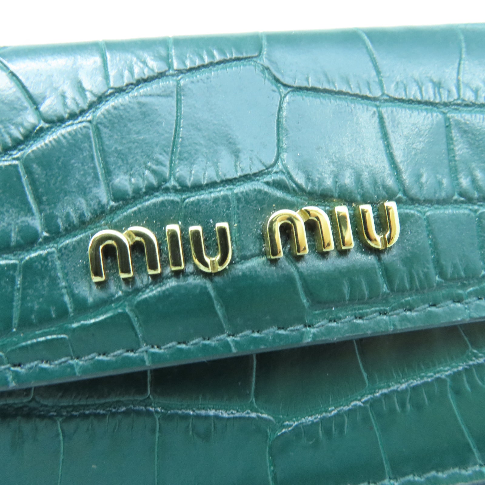Miu Miu 牛皮皮革Three-Fold Wallet銀扣錢包綠色