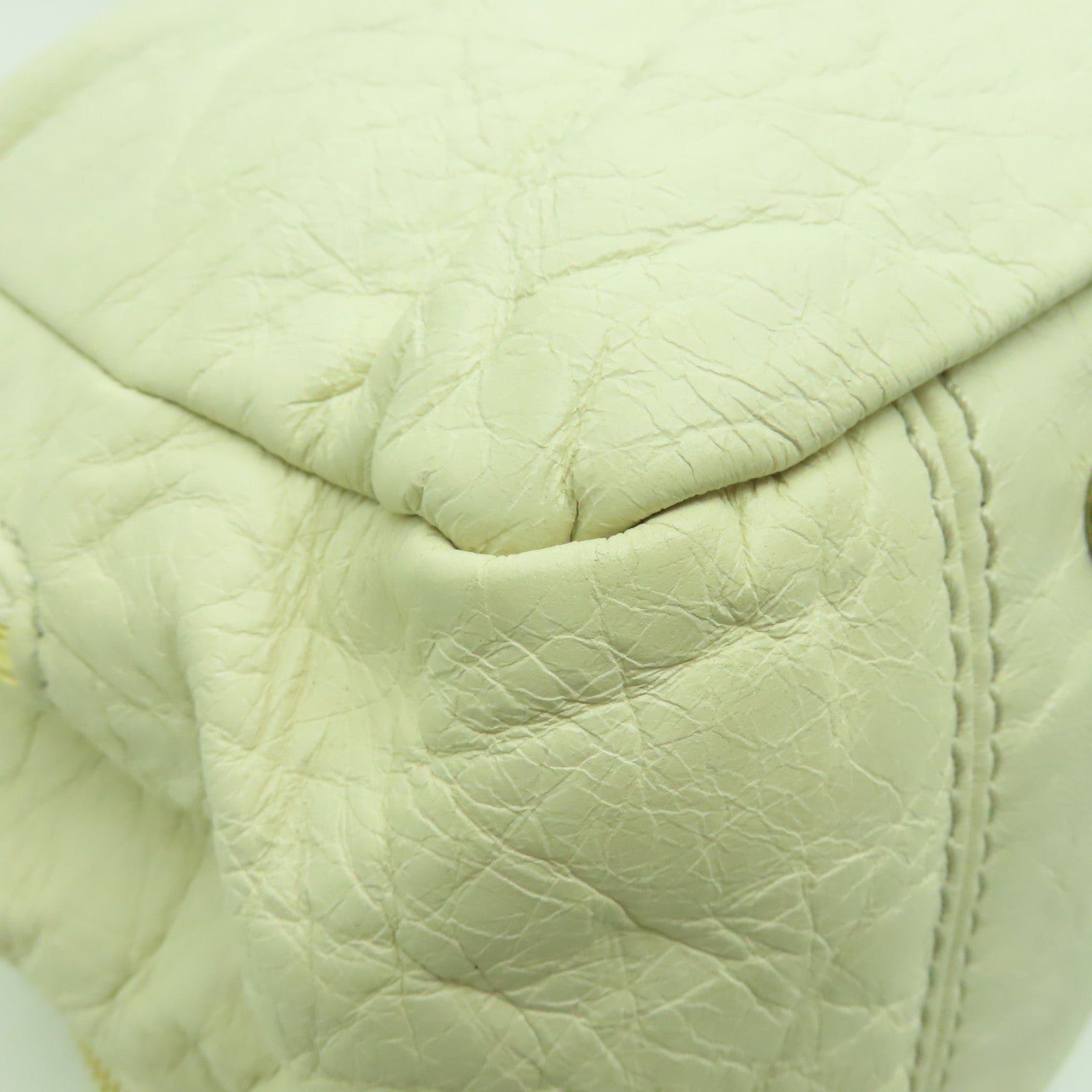 Chloe 牛皮皮革Handbag金扣手挽袋米白色