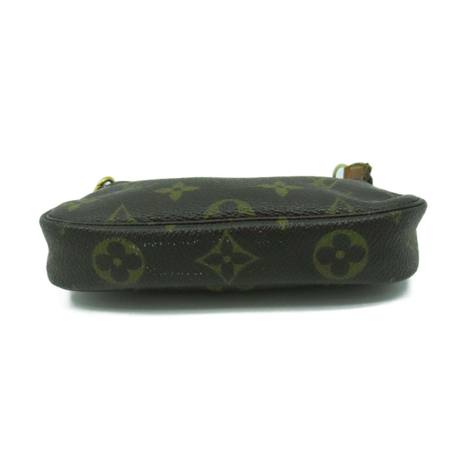 LOUIS VUITTON Monogram Mini Pochette金扣鏈帶肩背袋啡色