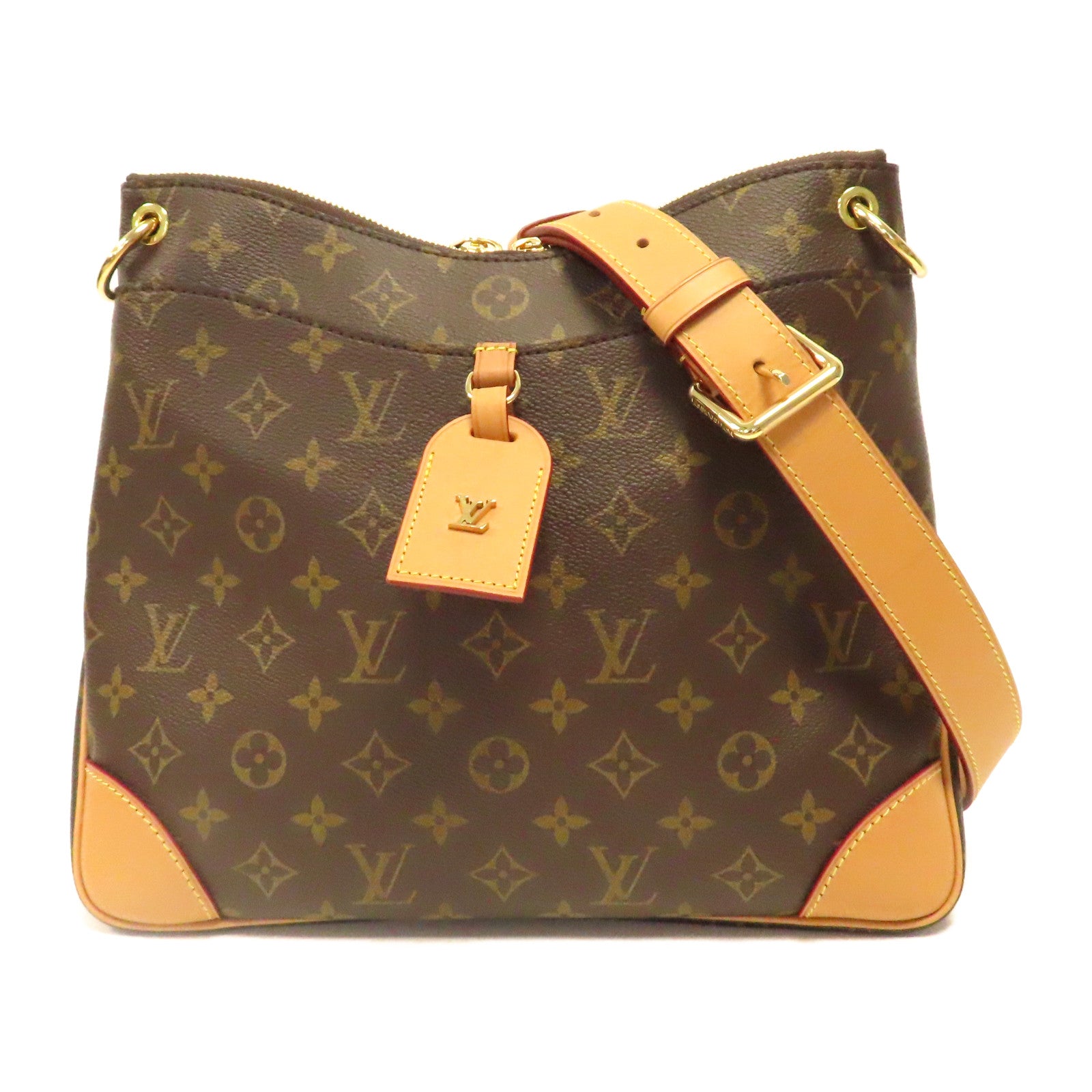LOUIS VUITTON Monogram Odeon PM金扣肩背袋啡色