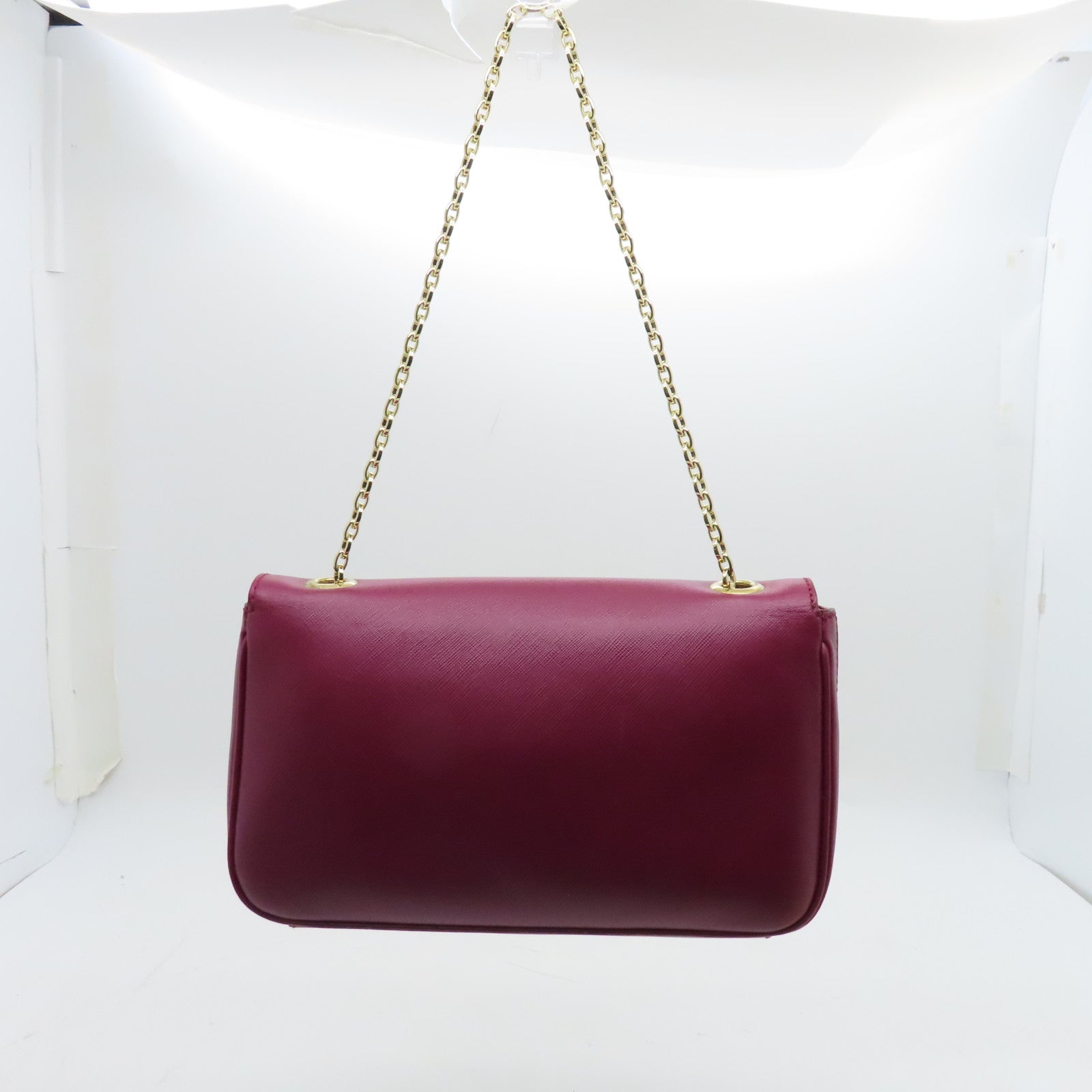 Salvatore Ferragamo Leather Shoulder Bag Gold Buckle Red