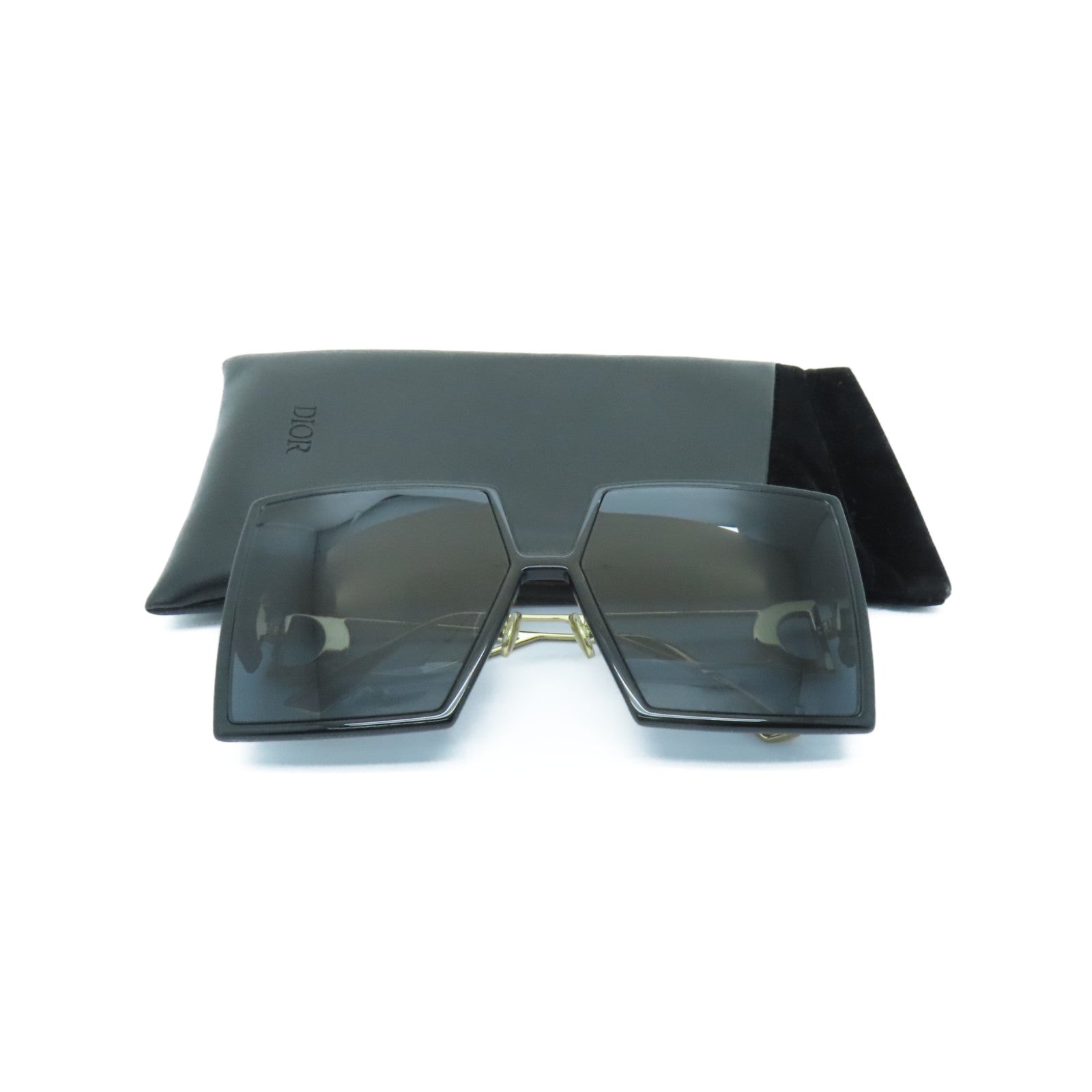 Dior PVC/金屬30 Montaigne太陽眼鏡黑色/金色