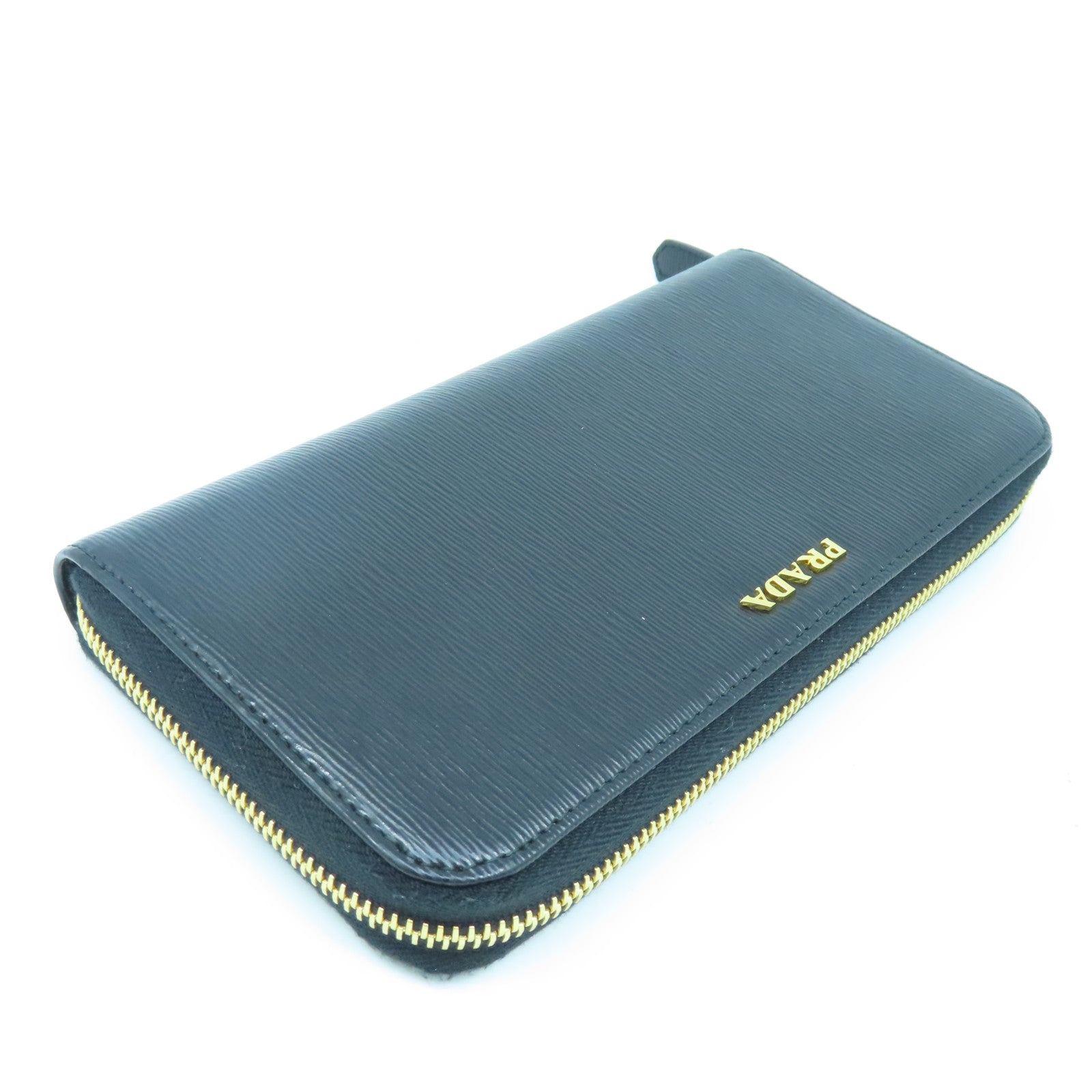 PRADA 牛皮皮革Long pocketbook金扣长钱包黑色