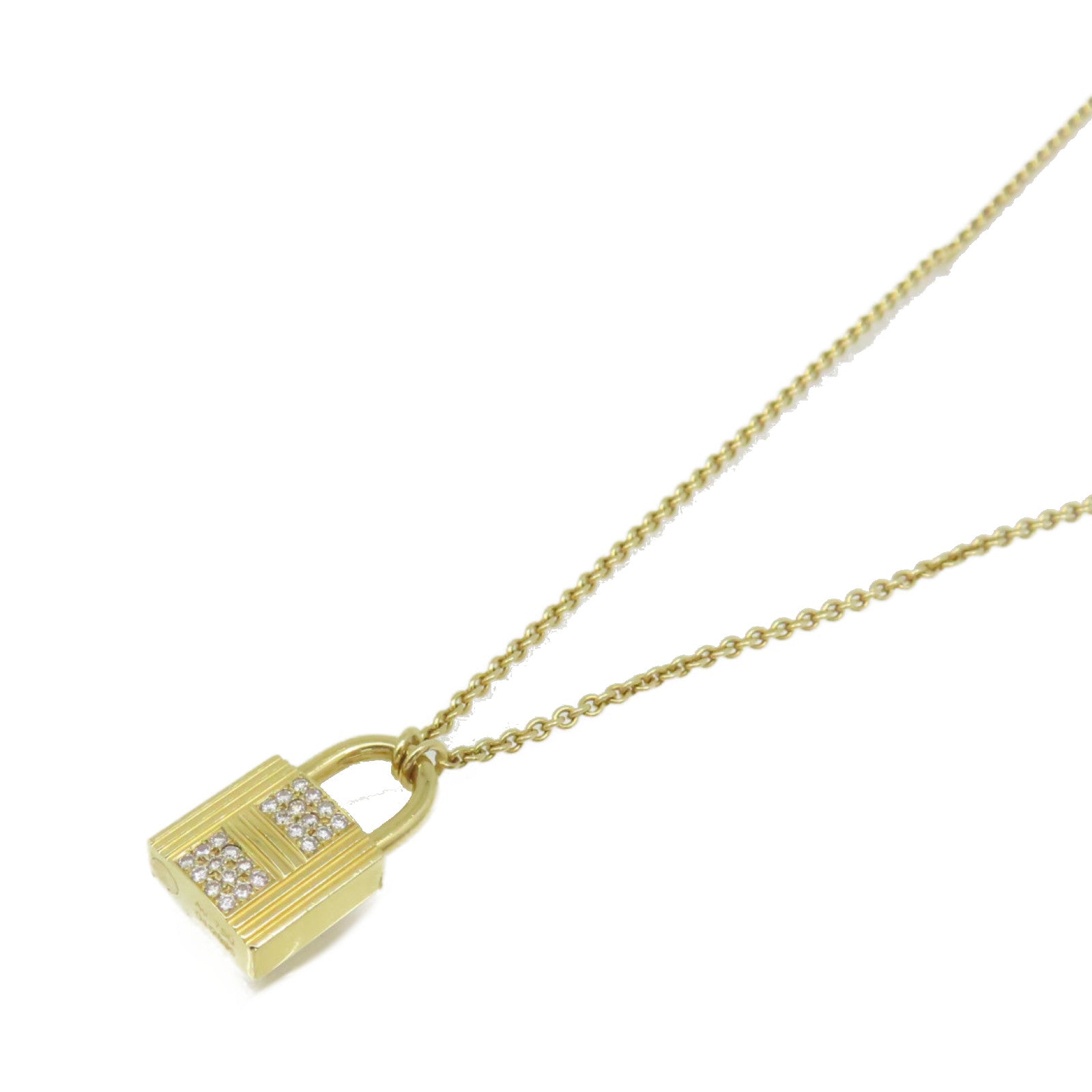 HERMES 18K黃金/鑽石Kelly Cadenas Pendant項鏈金色