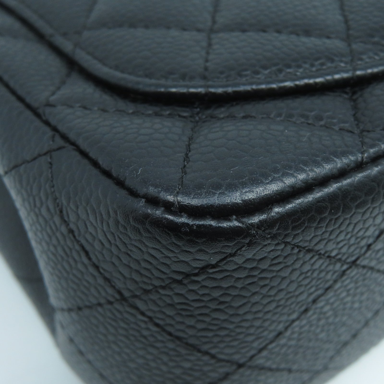 CHANEL 菱格牛皮皮革Chain Shoulder Bag金扣鏈帶肩背袋黑色