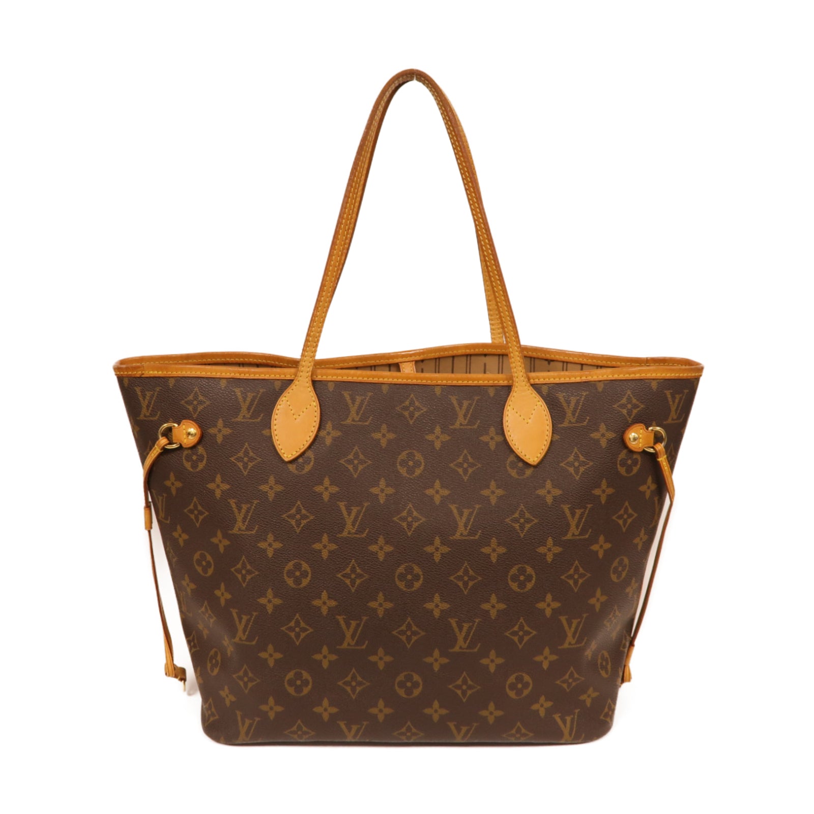 LOUIS VUITTON Monogram Neverfull MM金扣手挽袋啡色