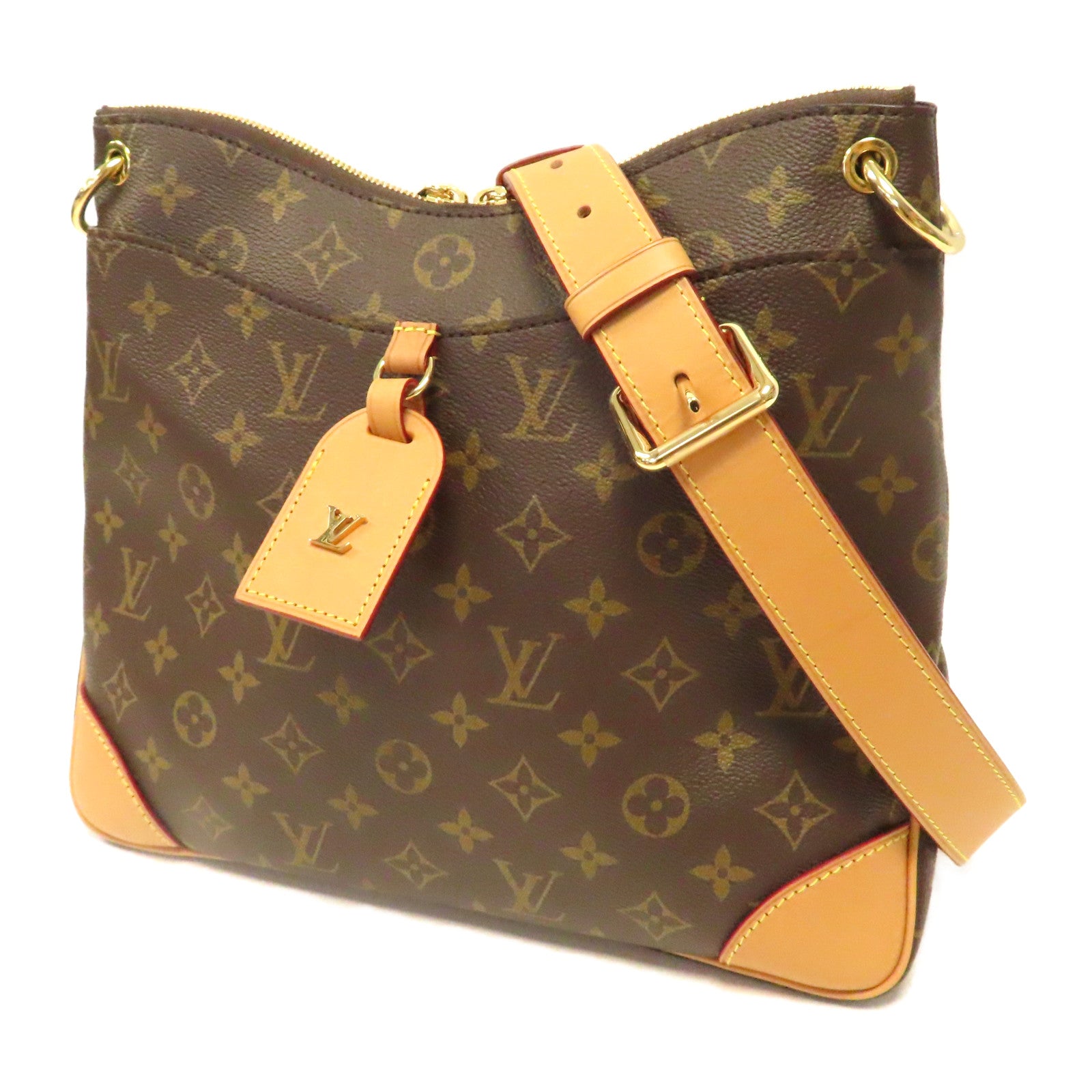 LOUIS VUITTON Monogram Odeon PM金扣肩背袋啡色