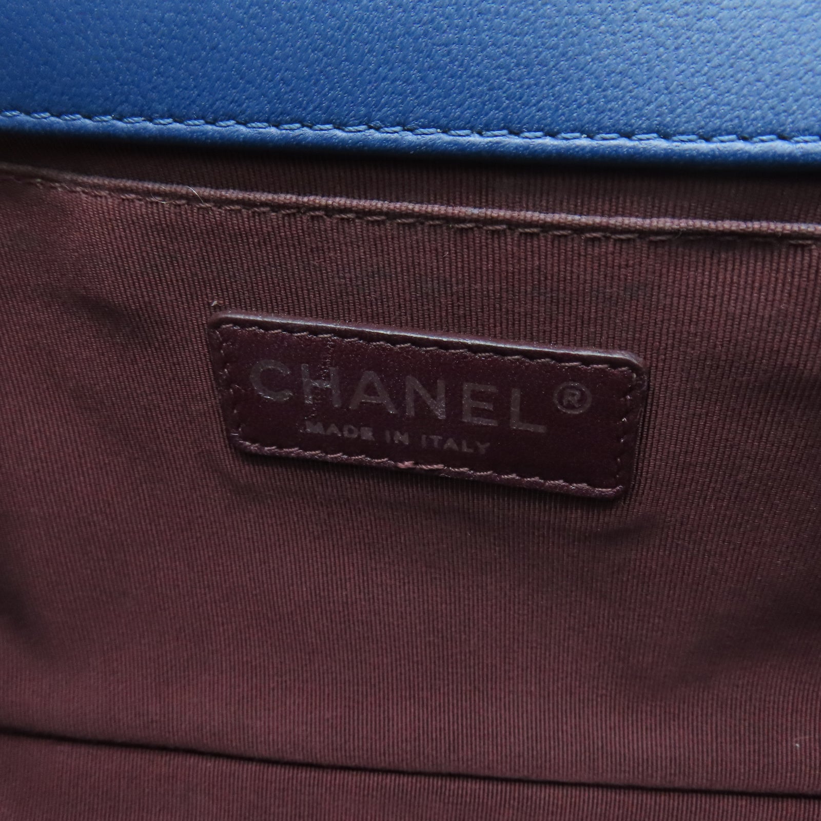 CHANEL 【激減優惠】菱格牛皮皮革Boy Chanel銀扣鏈帶肩背袋藍色