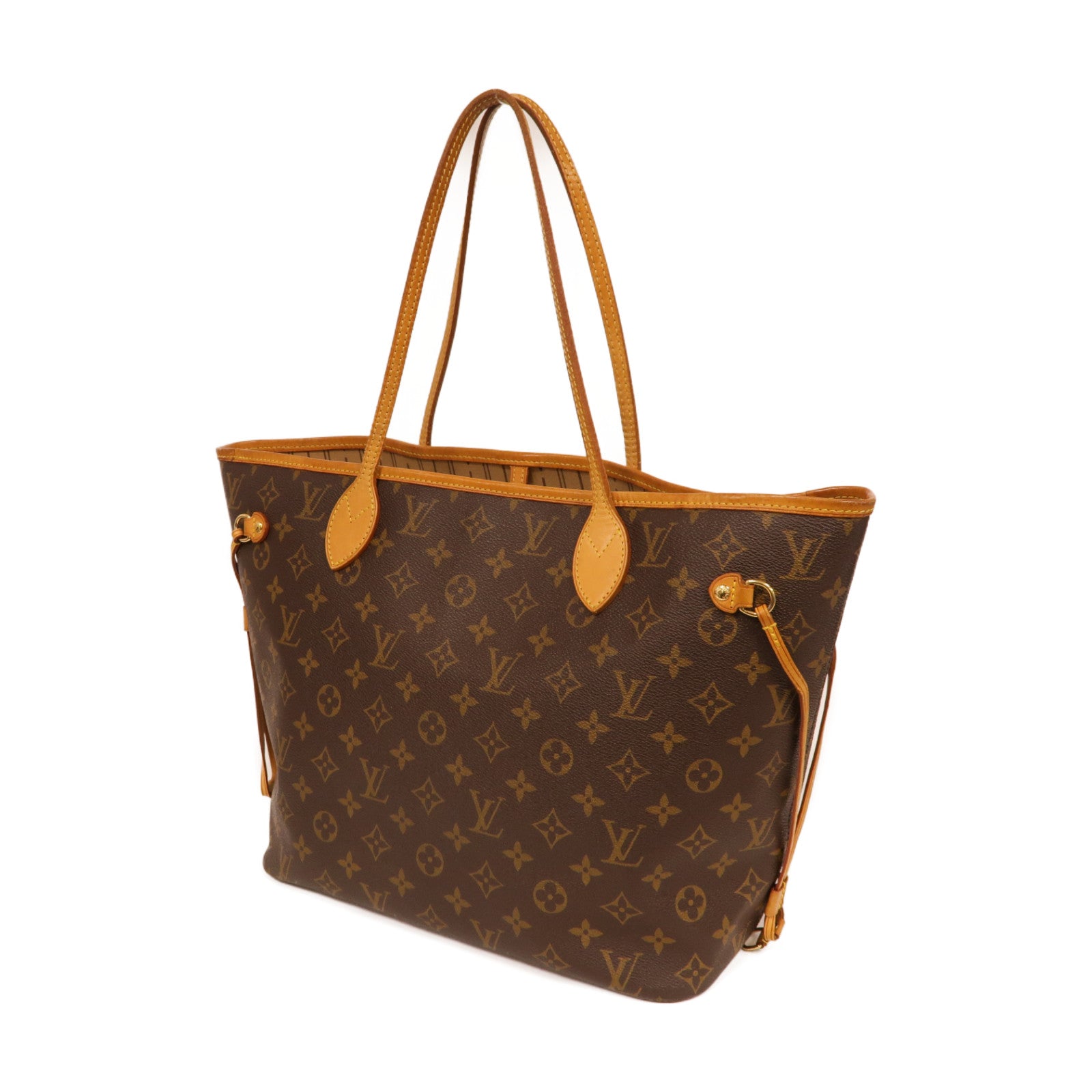 LOUIS VUITTON Monogram Neverfull MM金扣手挽袋啡色