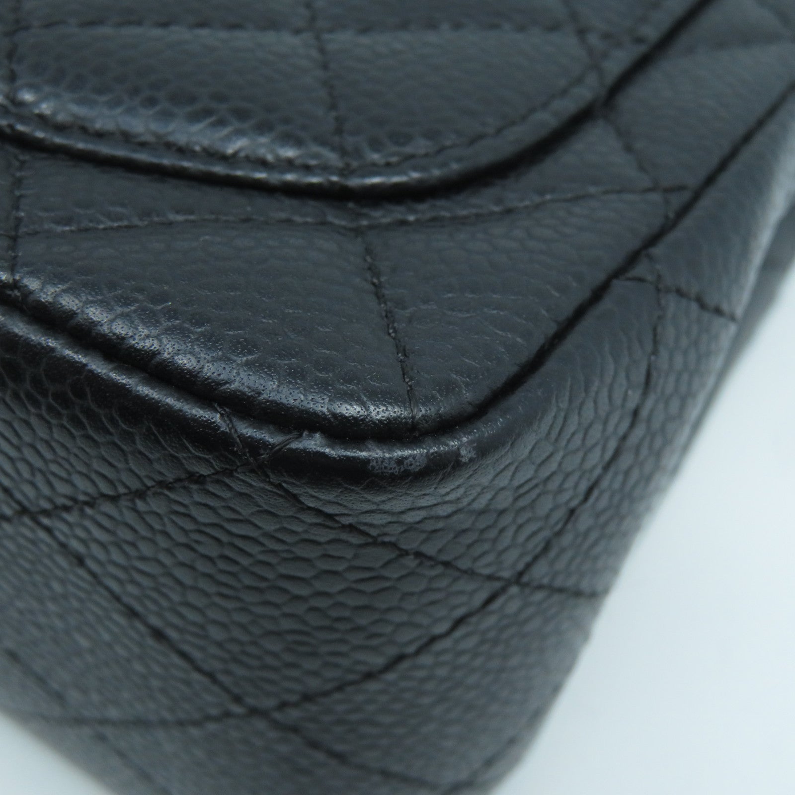 CHANEL 菱格牛皮皮革Chain Shoulder Bag金扣鏈帶肩背袋黑色