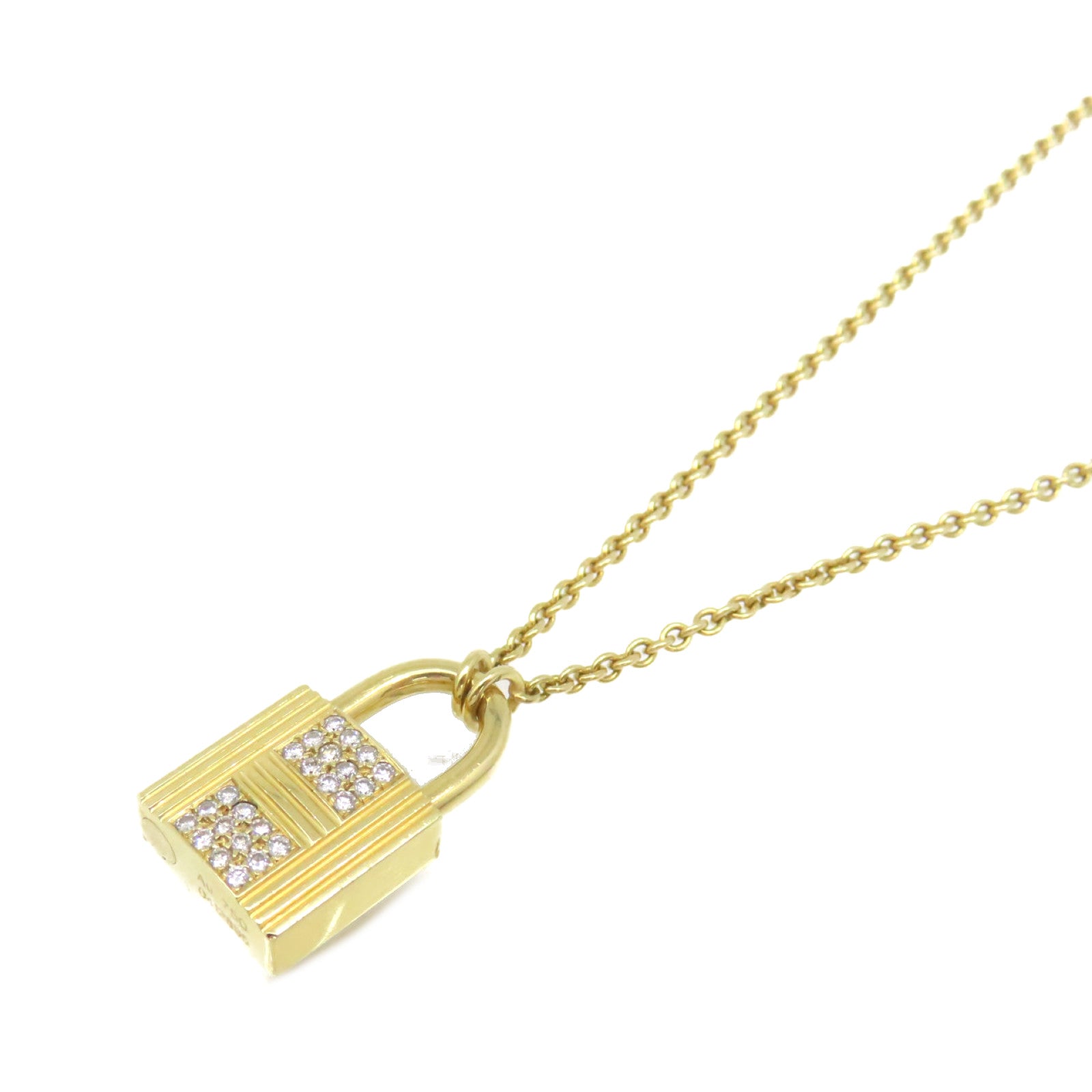 HERMES 18K黃金/鑽石Kelly Cadenas Pendant項鏈金色