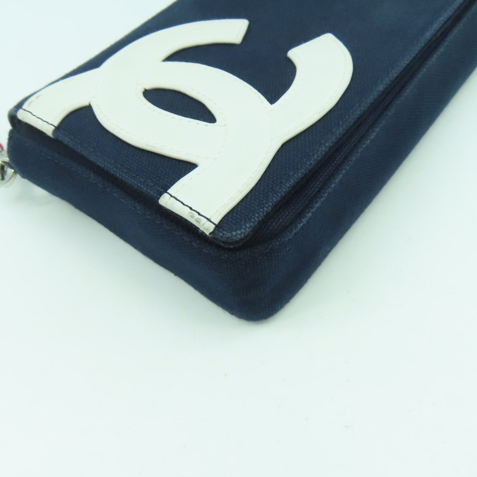 CHANEL 【激減優惠】帆布Chain Shoulder銀扣鏈帶肩背袋深藍色