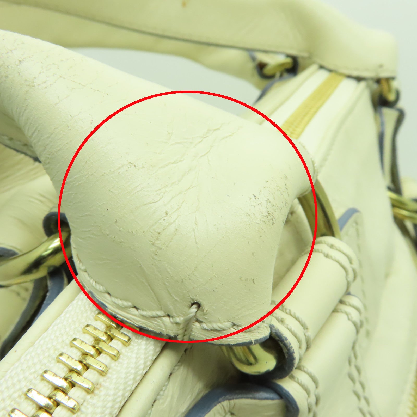 Chloe 牛皮皮革Handbag金扣手挽袋米白色