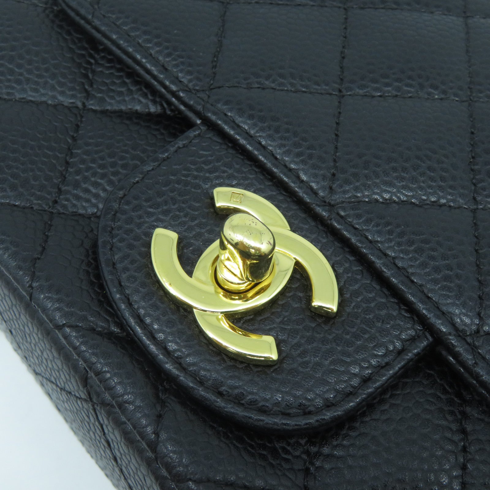 CHANEL 菱格牛皮皮革Chain Shoulder Bag金扣鏈帶肩背袋黑色