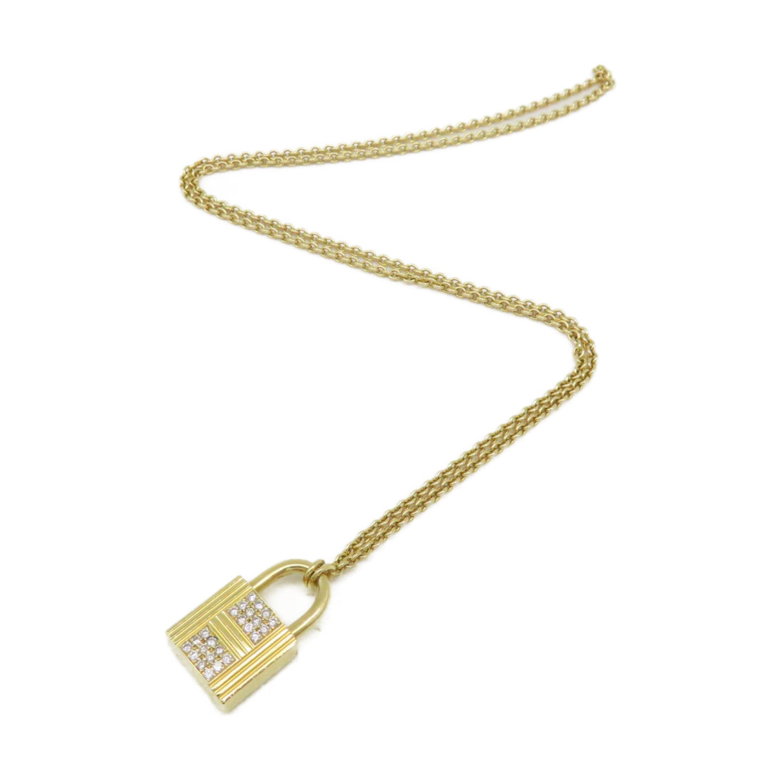 HERMES 18K黃金/鑽石Kelly Cadenas Pendant項鏈金色