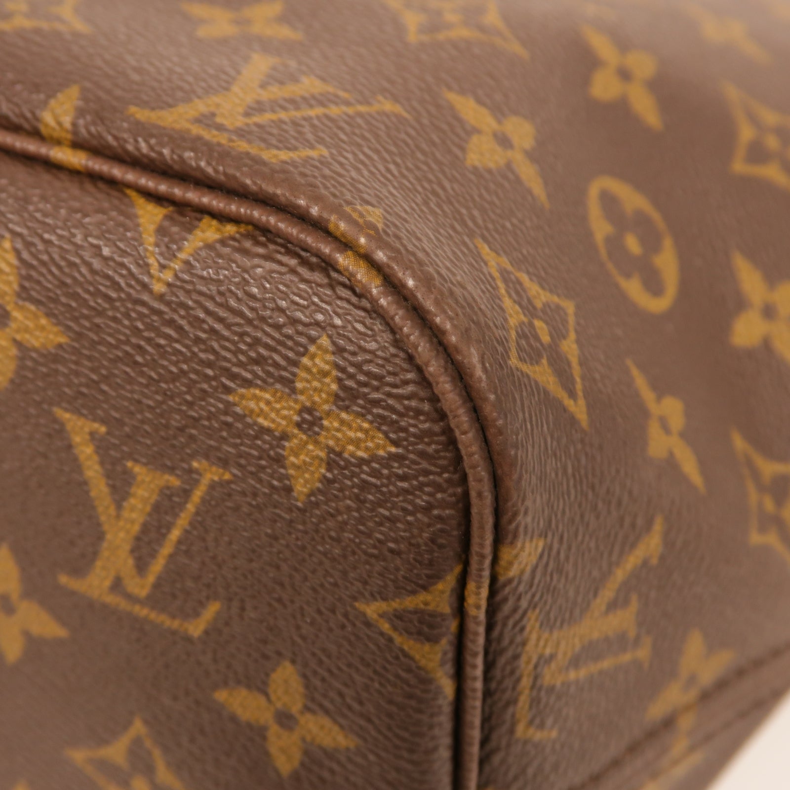 LOUIS VUITTON Monogram Neverfull MM金扣手挽袋啡色