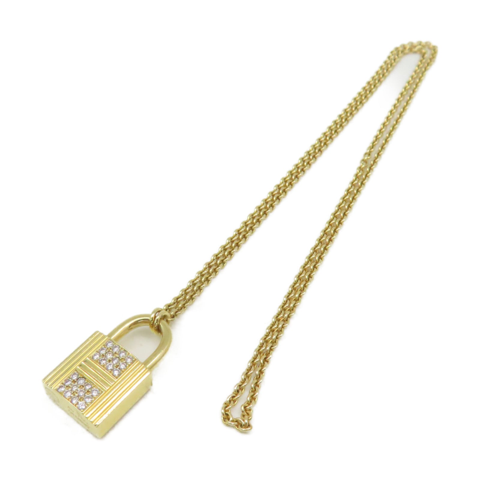 HERMES 18K黃金/鑽石Kelly Cadenas Pendant項鏈金色