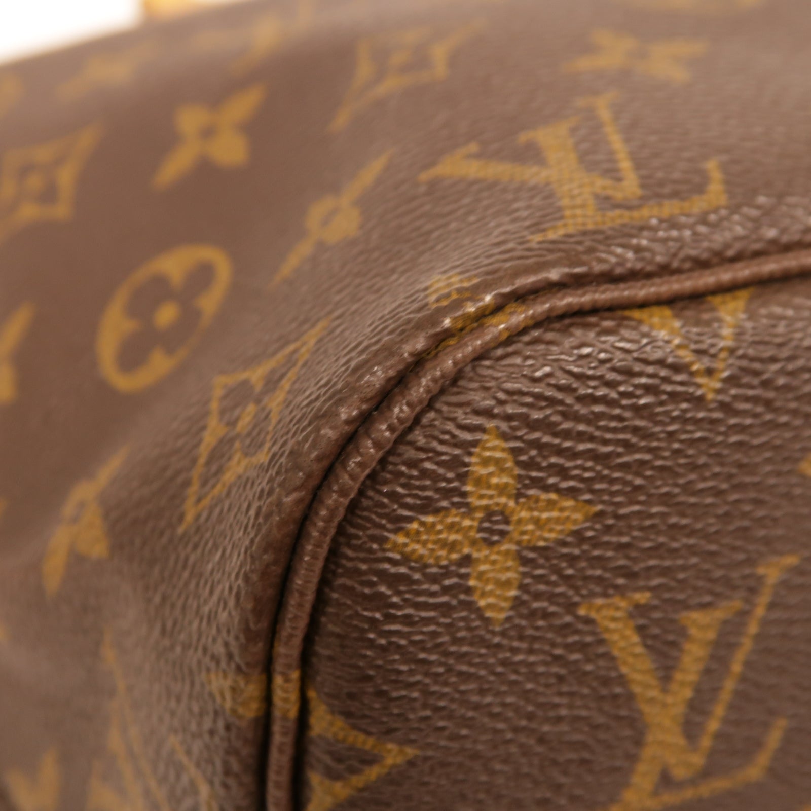 LOUIS VUITTON Monogram Neverfull MM金扣手挽袋啡色