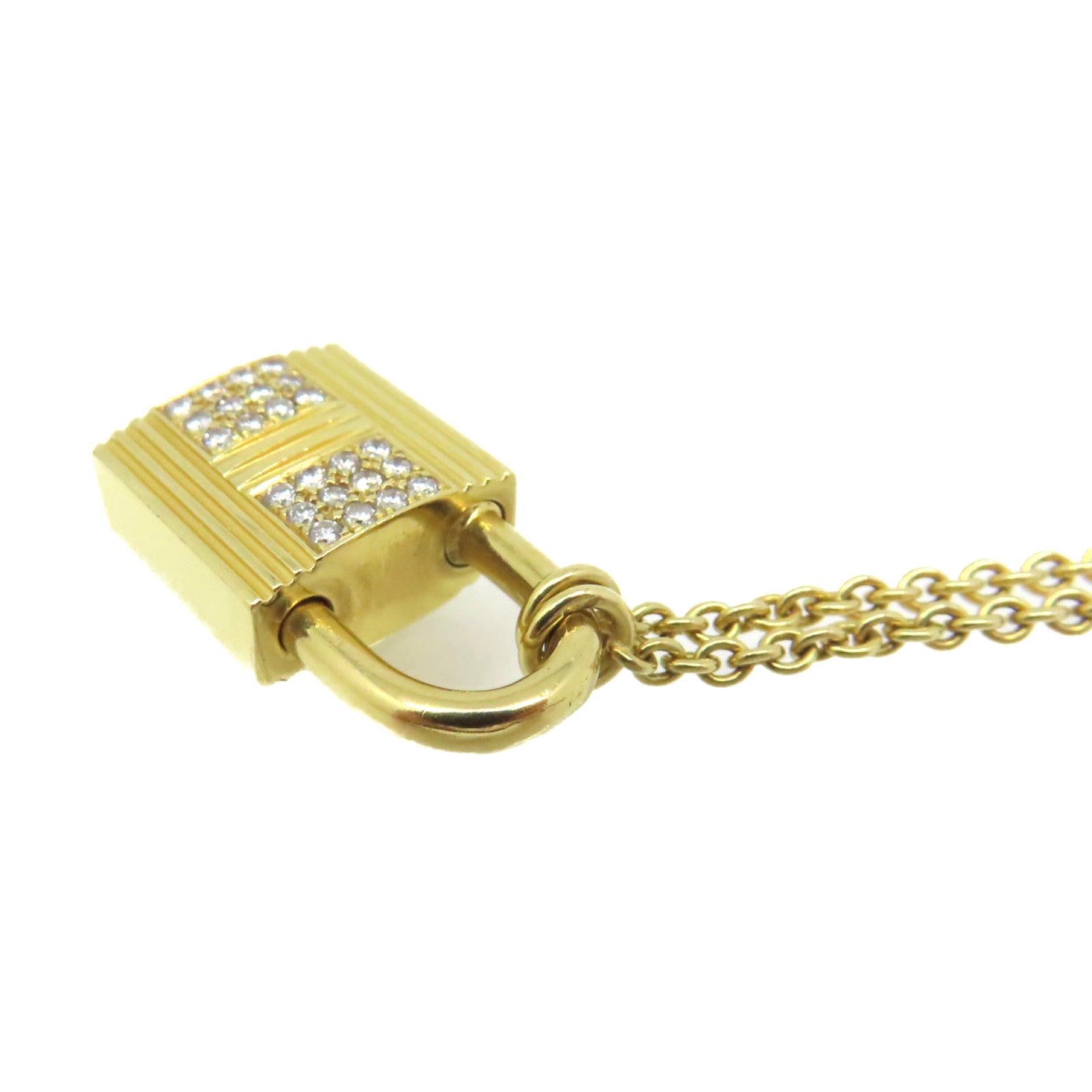 HERMES 18K黃金/鑽石Kelly Cadenas Pendant項鏈金色