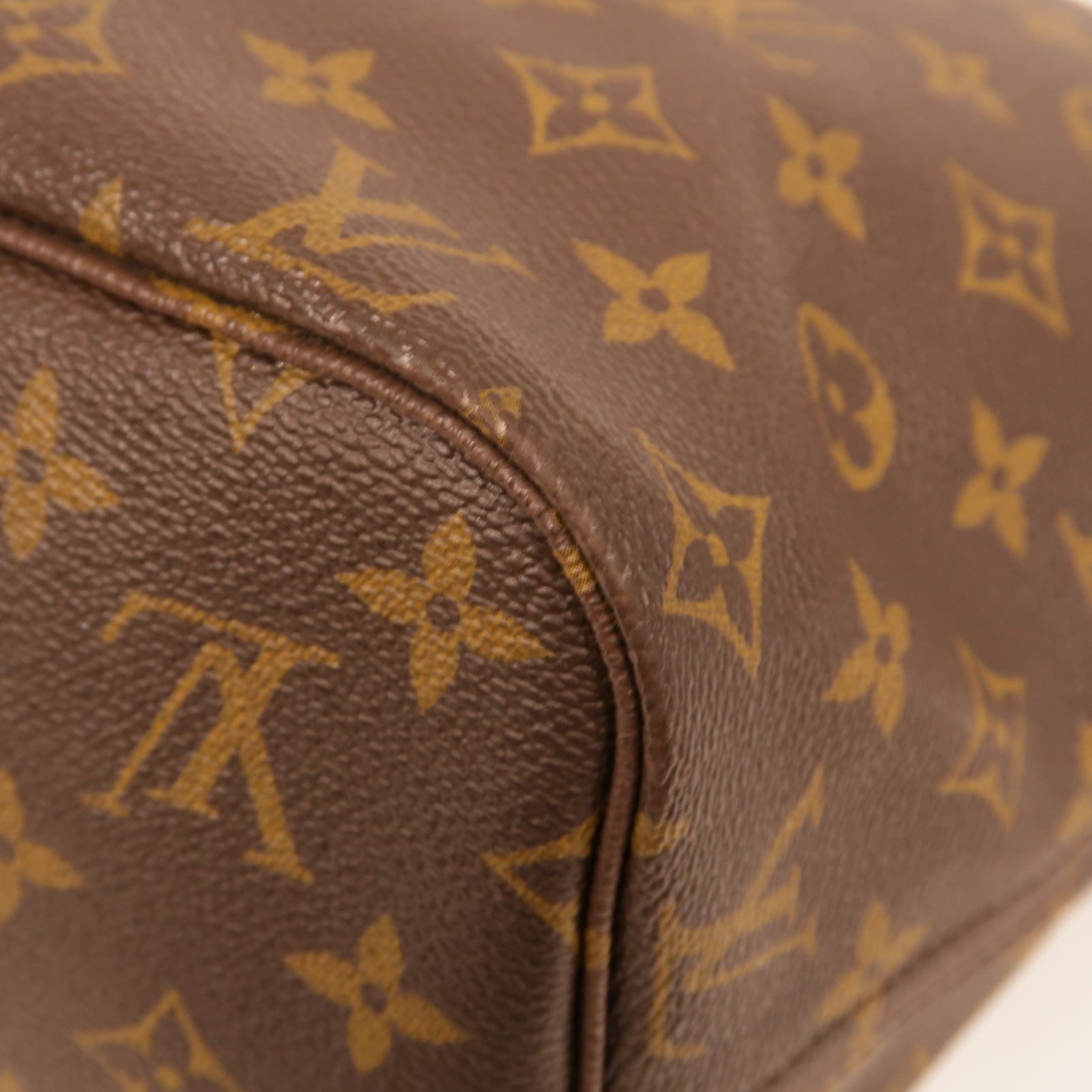 LOUIS VUITTON Monogram Neverfull MM金扣手挽袋啡色