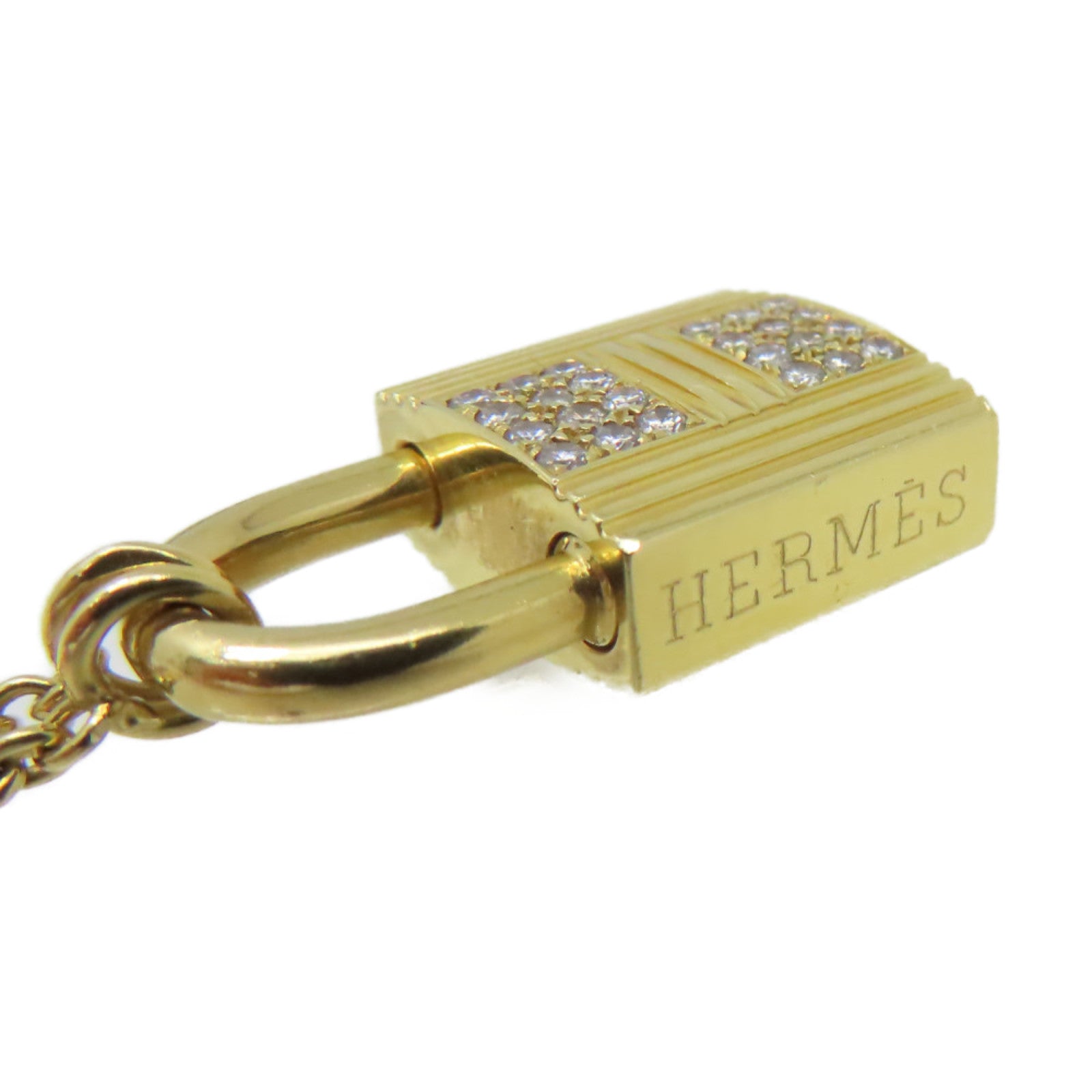 HERMES 18K黃金/鑽石Kelly Cadenas Pendant項鏈金色