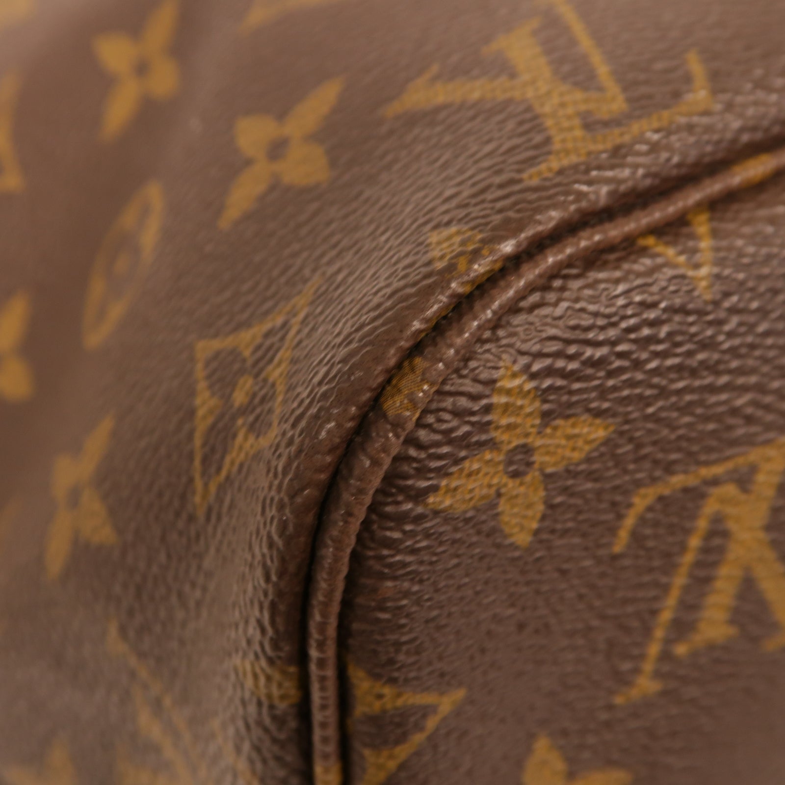 LOUIS VUITTON Monogram Neverfull MM金扣手挽袋啡色