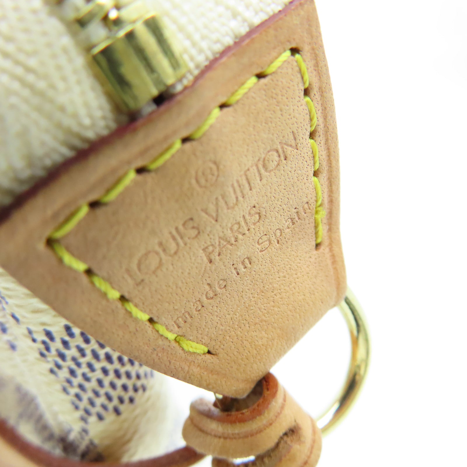 LOUIS VUITTON Damier Azur Pochette Accessories Pouch金扣手拿包米白色