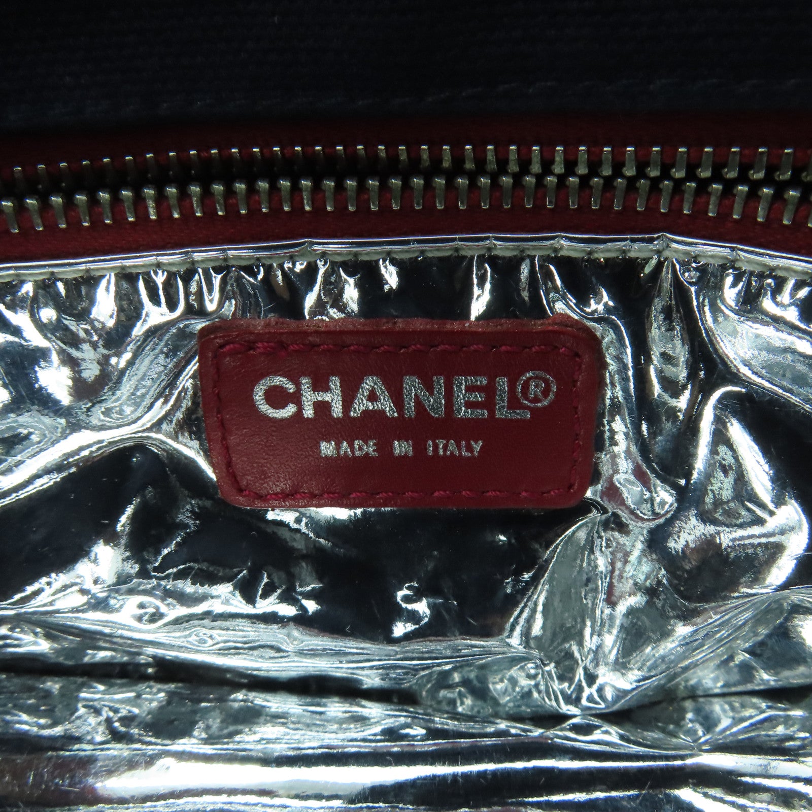 CHANEL 【激減優惠】帆布Chain Shoulder銀扣鏈帶肩背袋深藍色