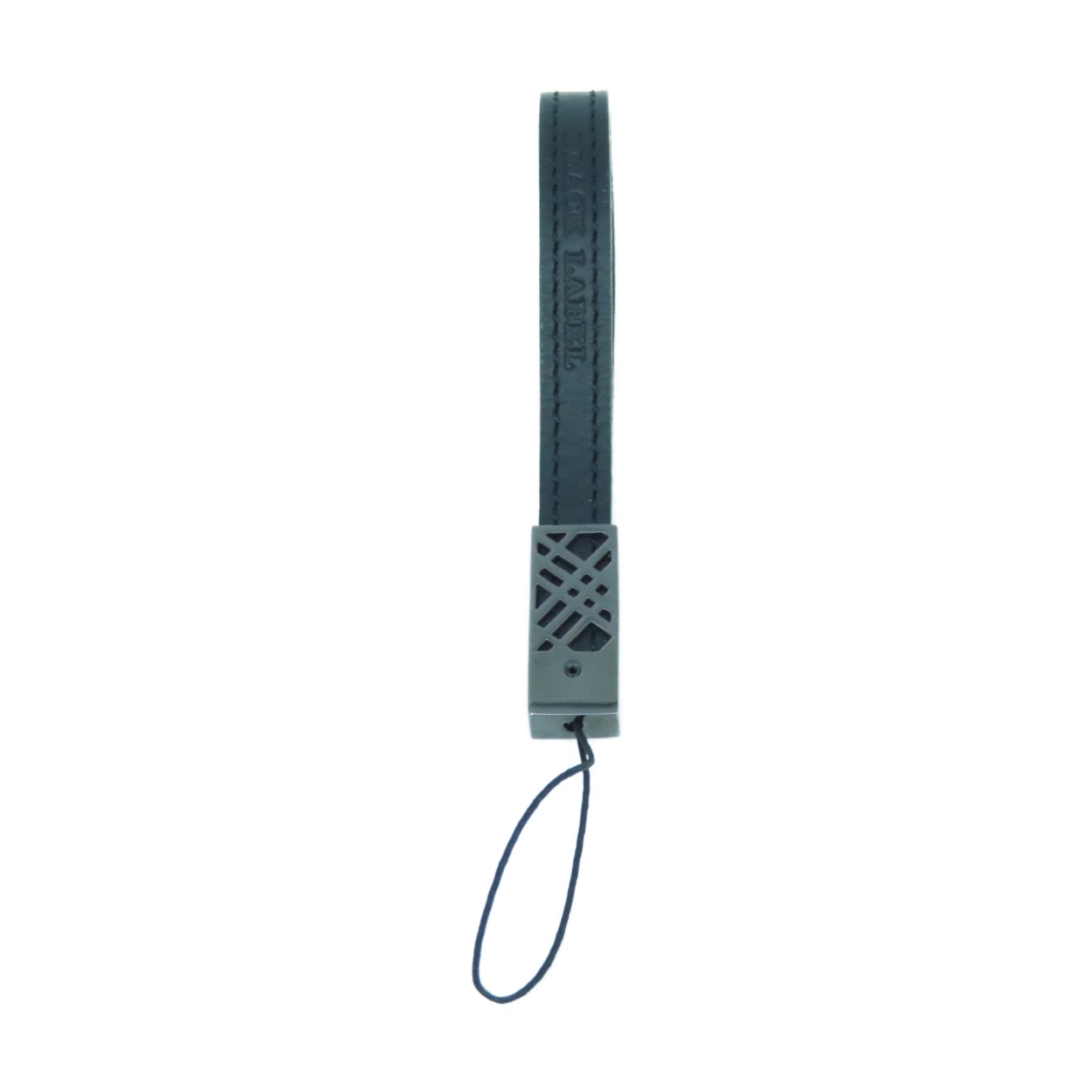 BURBERRY Metal/Cowhide Leather Phone Strap Charm Black