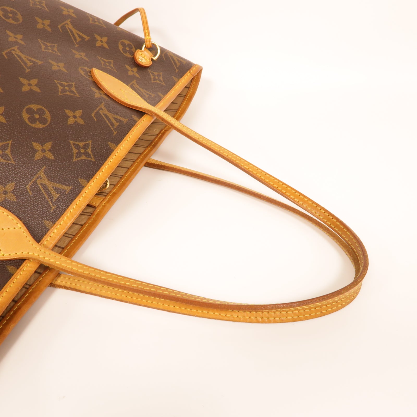 LOUIS VUITTON Monogram Neverfull MM金扣手挽袋啡色