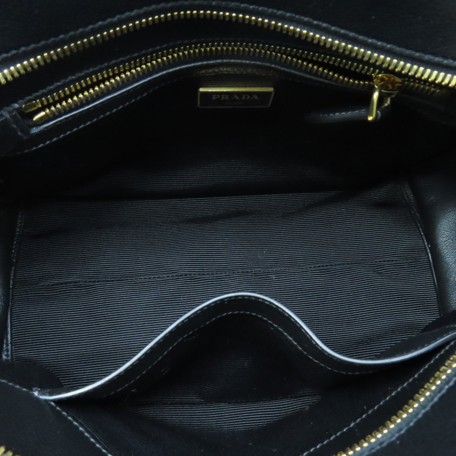PRADA 牛皮皮革Bag金扣手挽肩背两用袋黑色