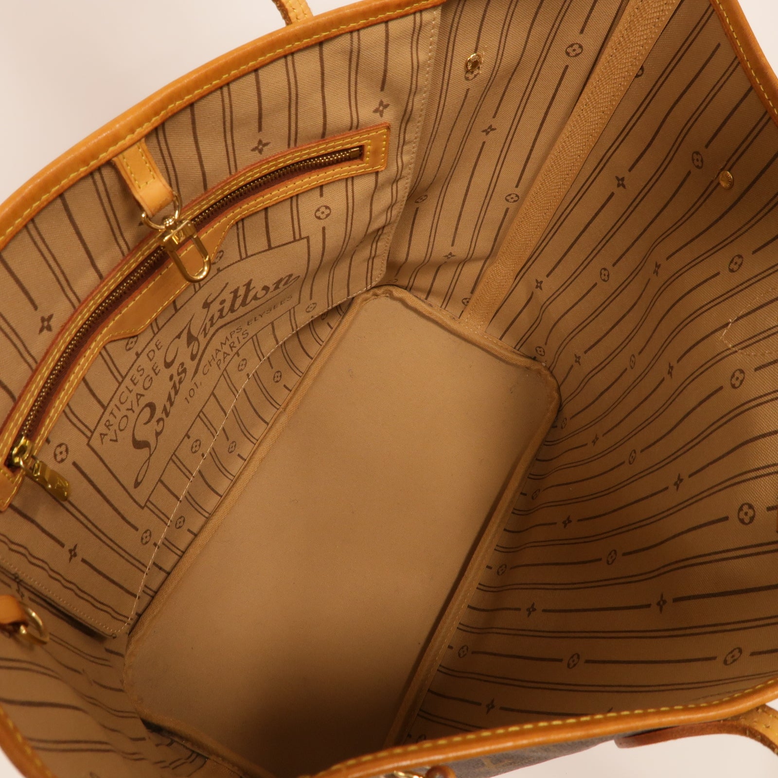 LOUIS VUITTON Monogram Neverfull MM金扣手挽袋啡色