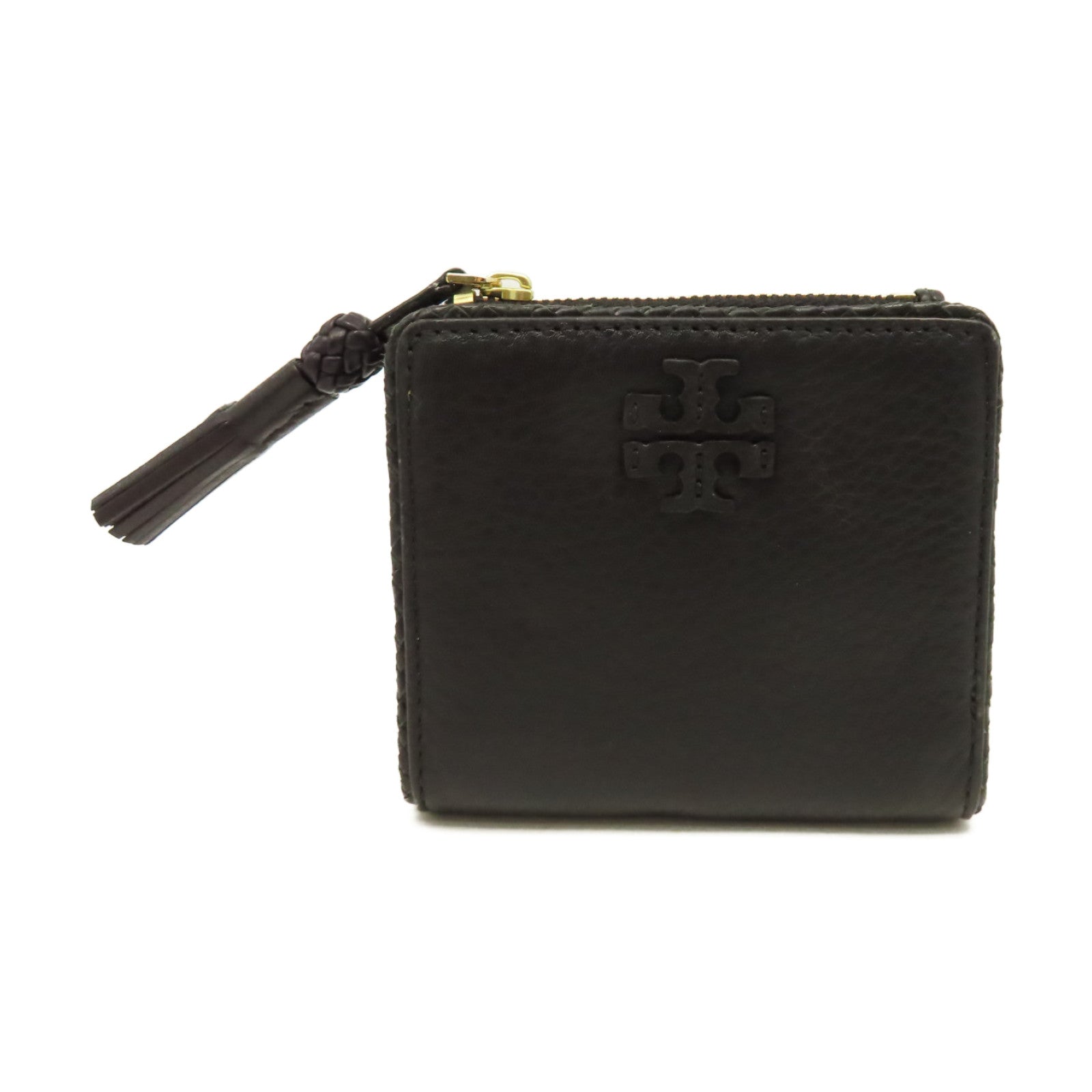 Tory Burch 牛皮皮革Short Wallet金扣短錢包黑色