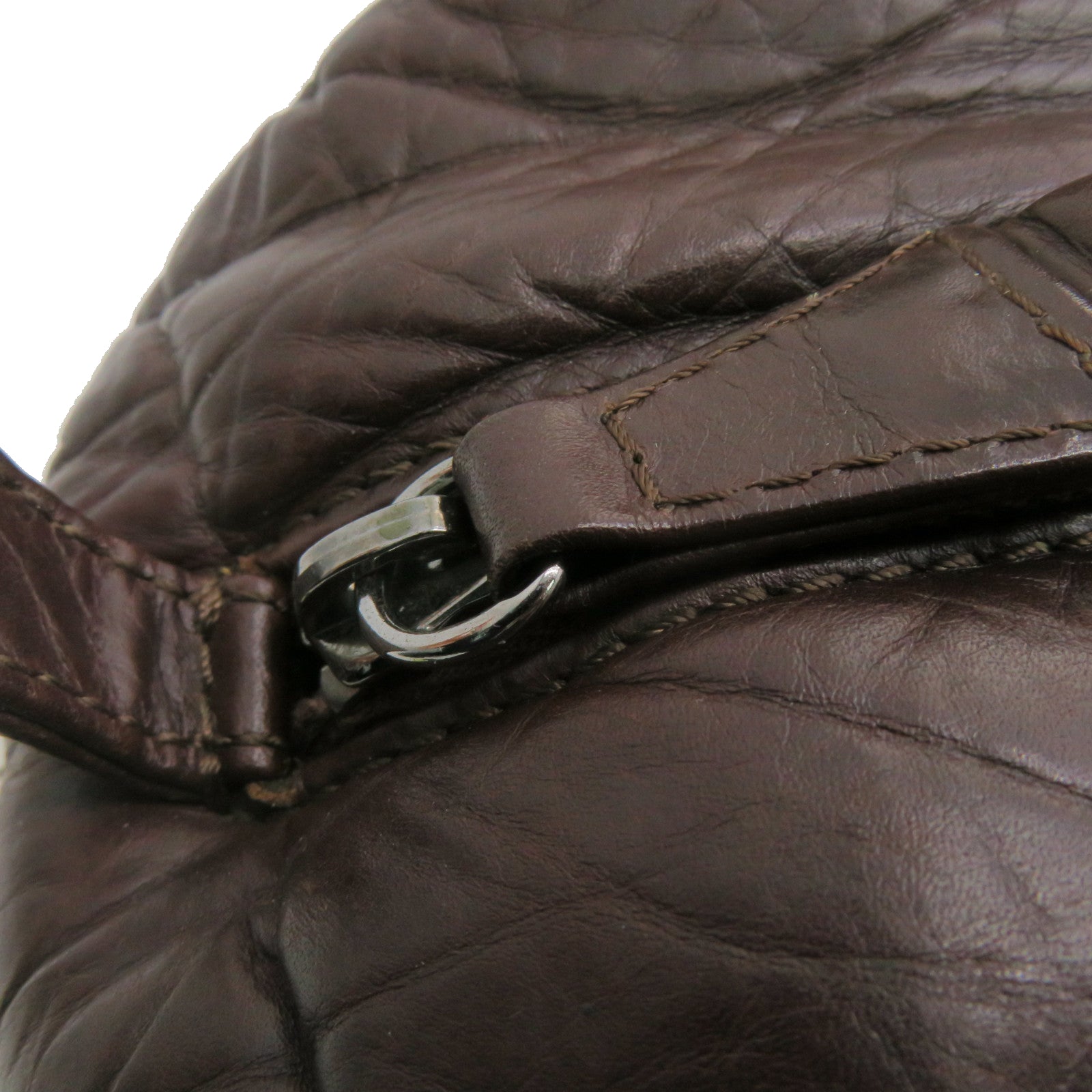 CHANEL 菱格牛皮皮革Shoulder Bag銀扣肩背袋啡色