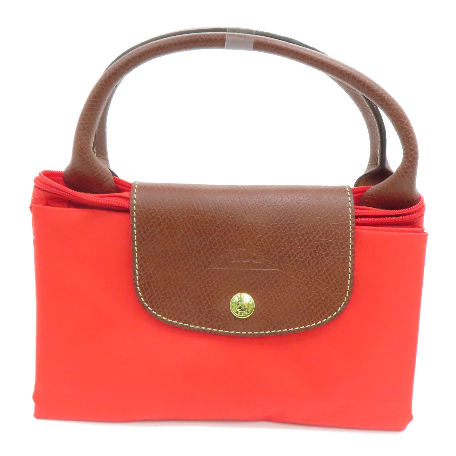 Longchamp 尼龙Handbag可折叠手挽袋红色/啡色