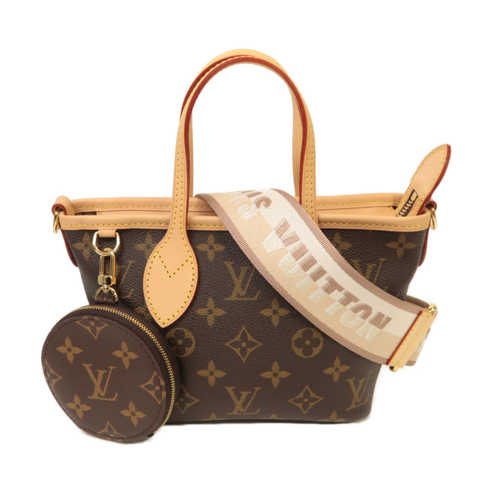 LOUIS VUITTON Monogram Neverfull BB金扣手挽肩背兩用袋啡色