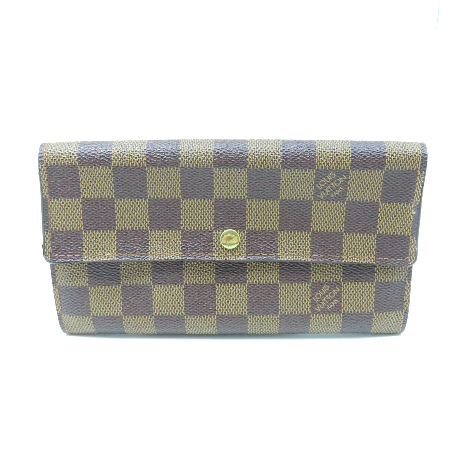 LOUIS VUITTON Damier Long Wallet gold buckle long wallet brown