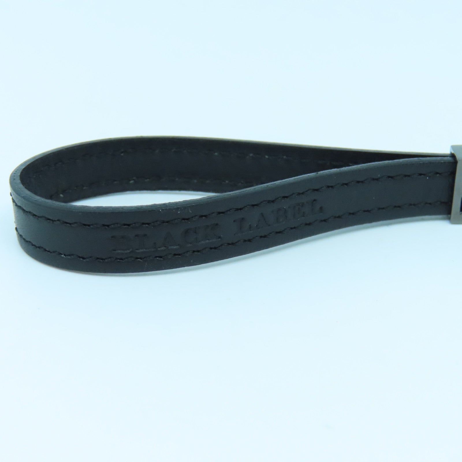 BURBERRY Metal/Cowhide Leather Phone Strap Charm Black