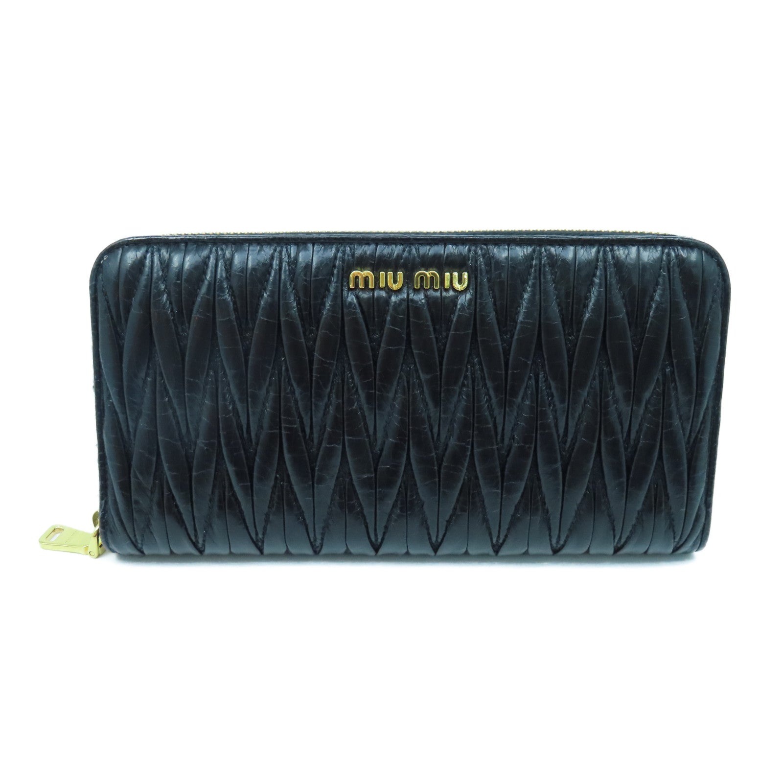 Miu Miu 羊皮皮革Long Wallet金扣长钱包黑色