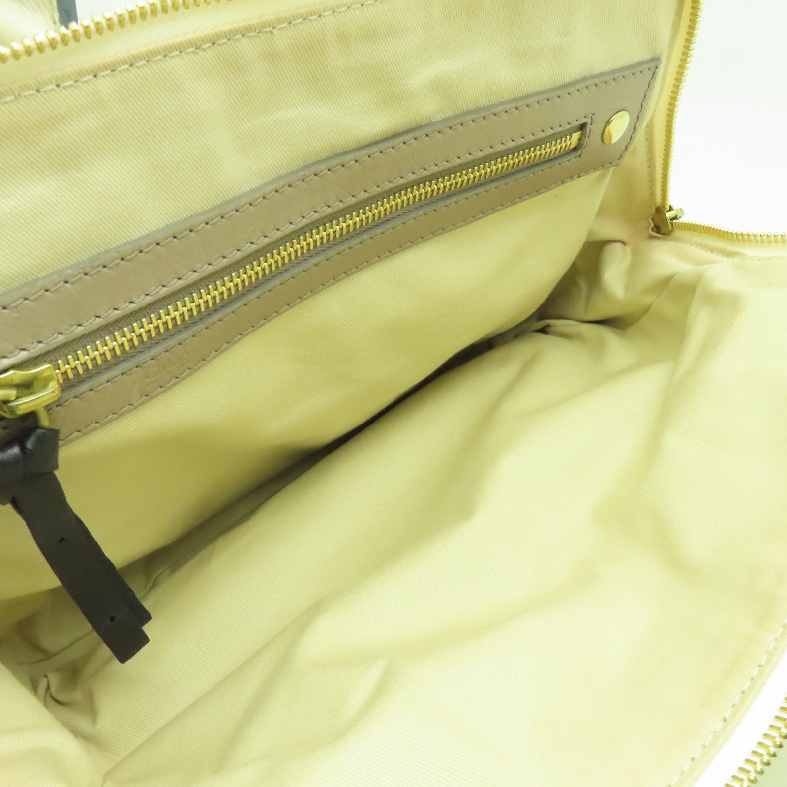 Chloe 牛皮皮革Handbag金扣手挽袋米白色