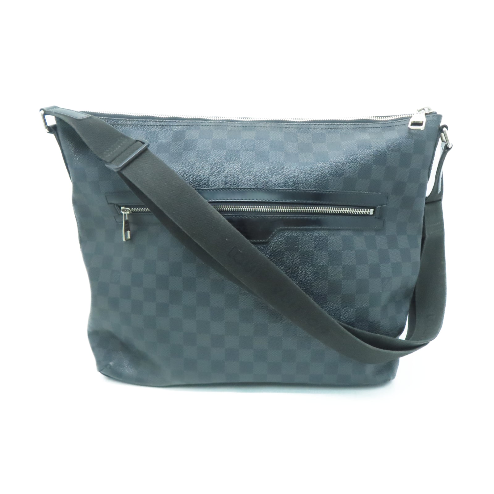 LOUIS VUITTON Damier Graphite Mick GM銀扣肩背袋黑色