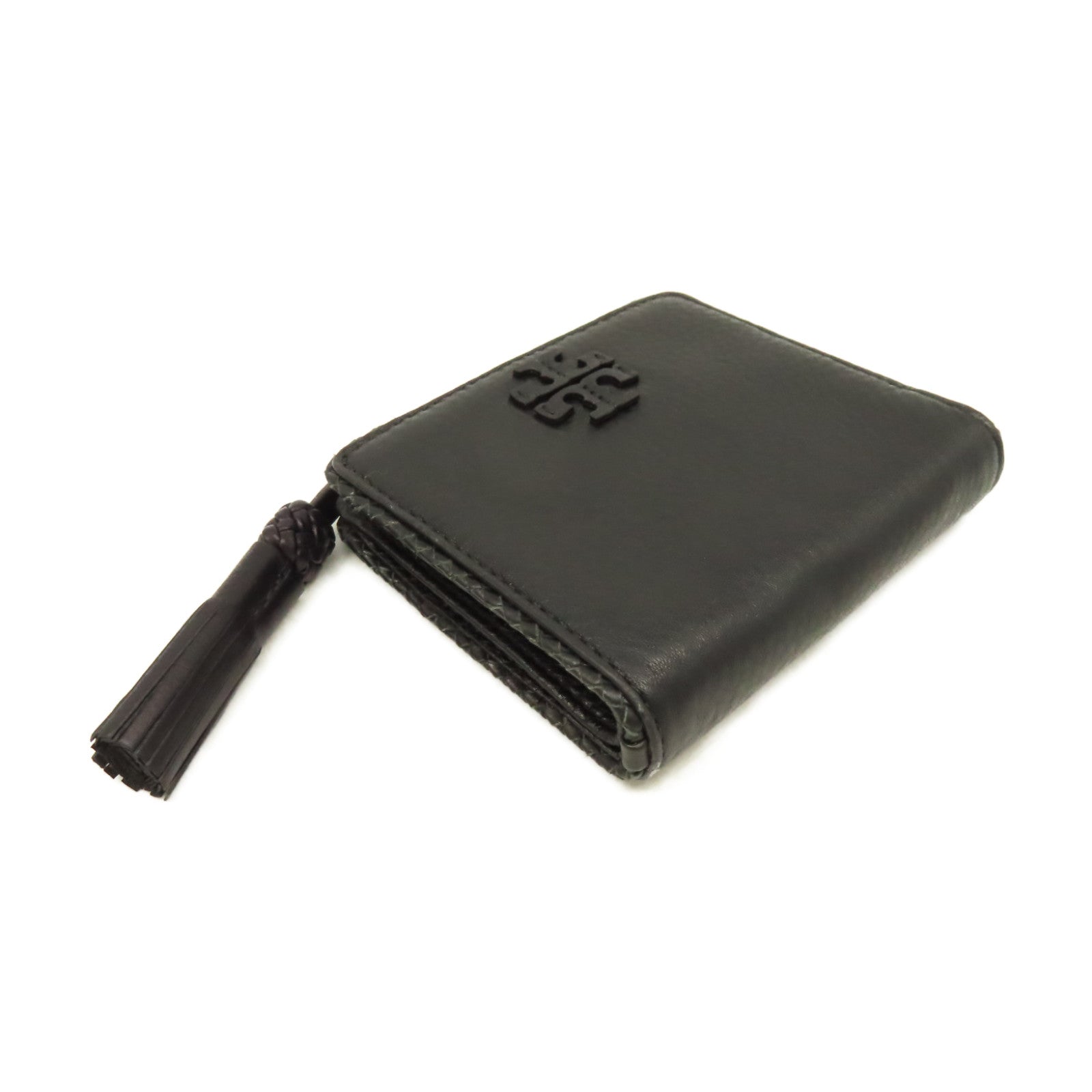 Tory Burch 牛皮皮革Short Wallet金扣短錢包黑色