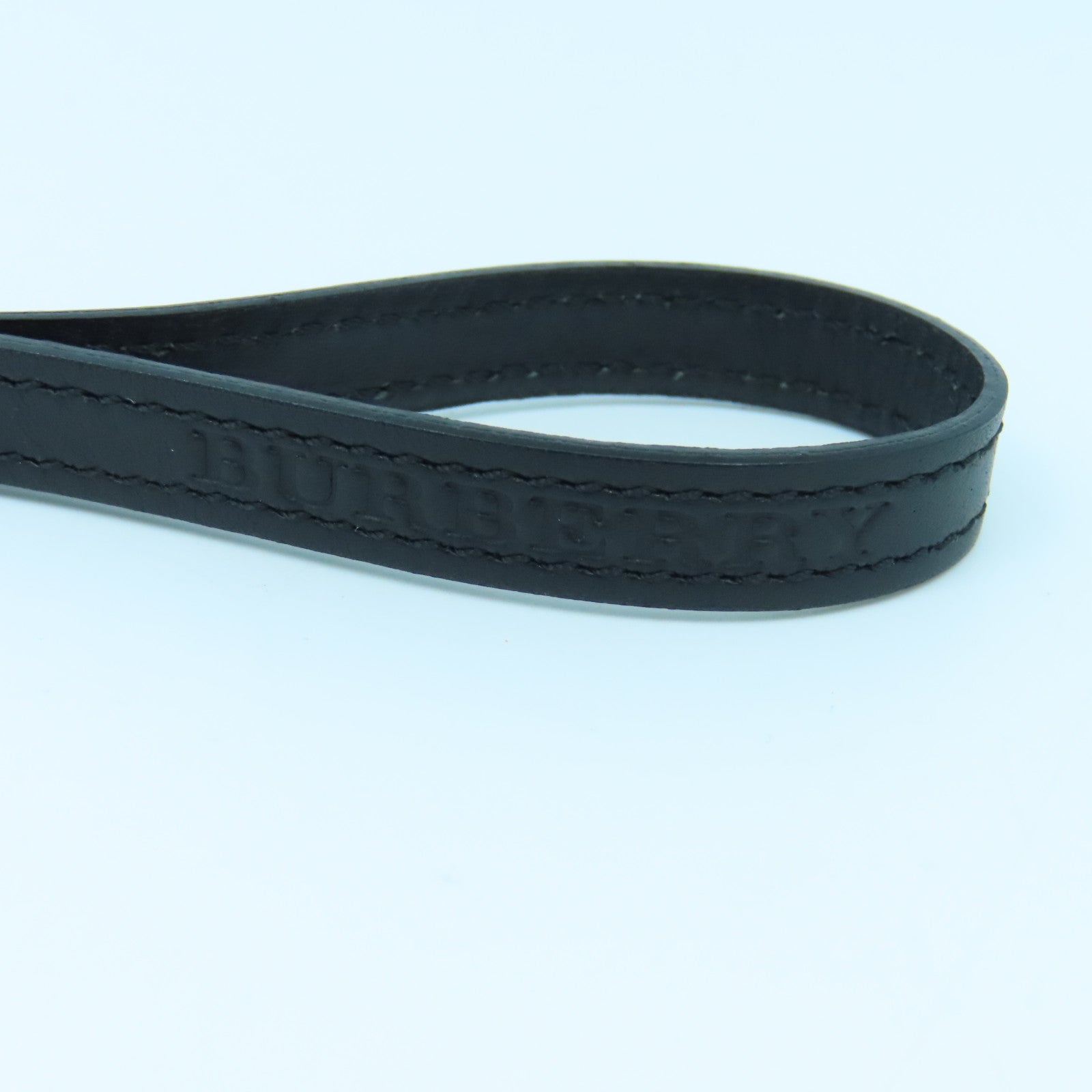 BURBERRY Metal/Cowhide Leather Phone Strap Charm Black