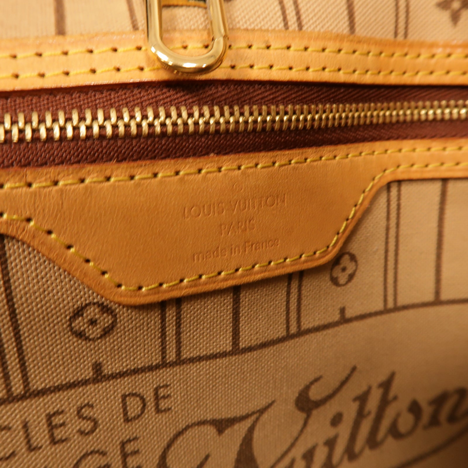 LOUIS VUITTON Monogram Neverfull MM金扣手挽袋啡色