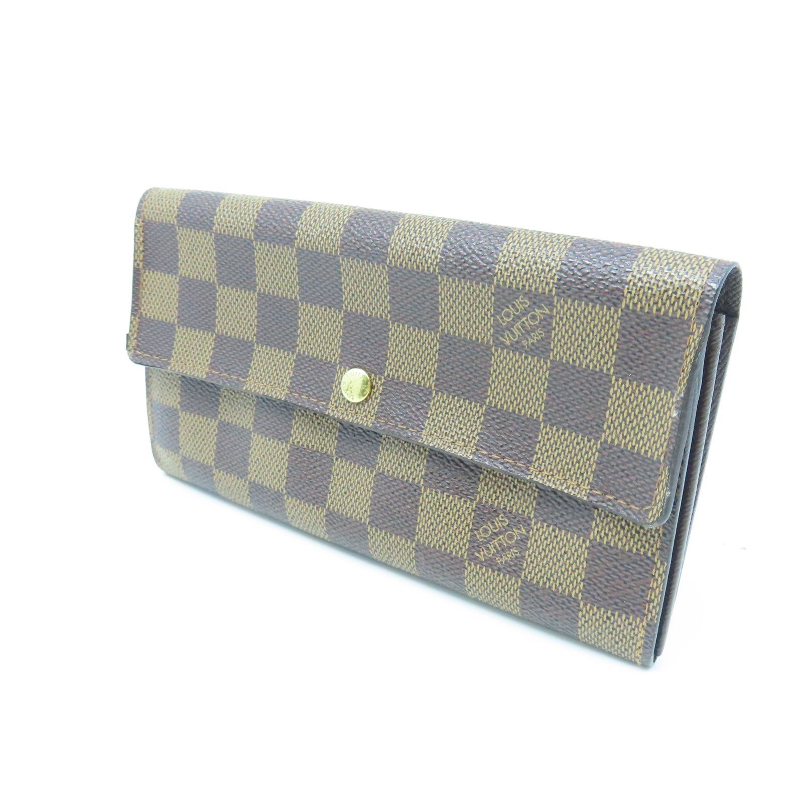 LOUIS VUITTON Damier Long Wallet gold buckle long wallet brown