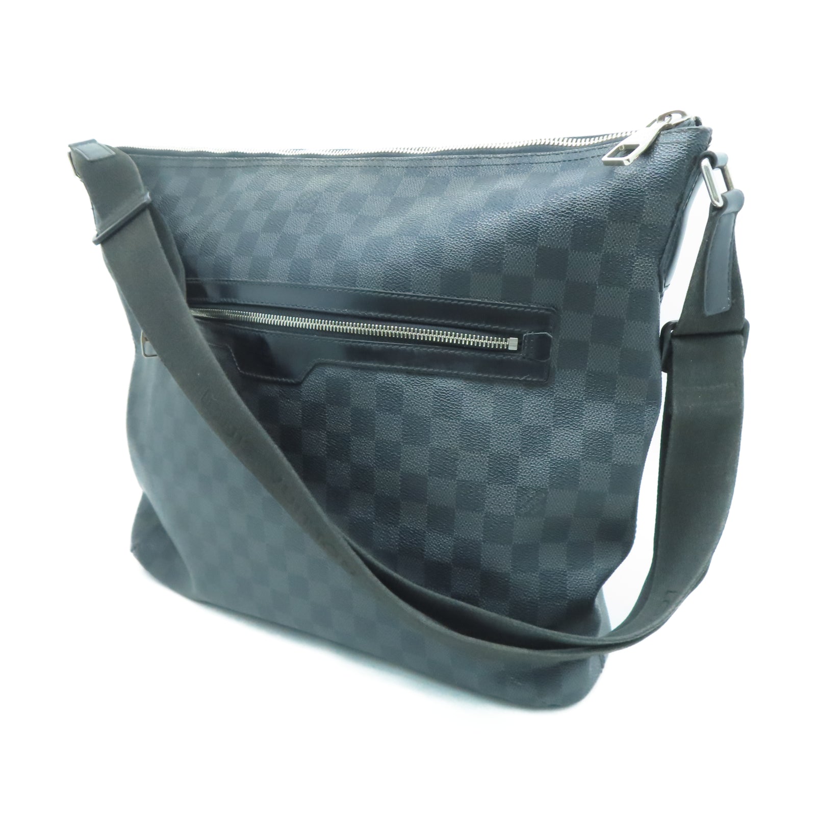 LOUIS VUITTON Damier Graphite Mick GM銀扣肩背袋黑色