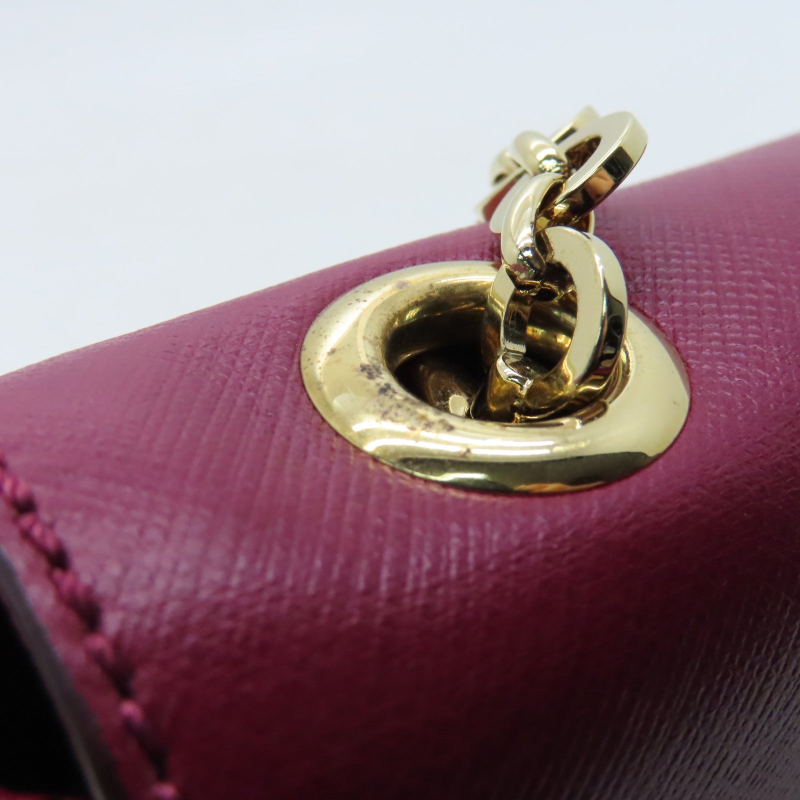 Salvatore Ferragamo Leather Shoulder Bag Gold Buckle Red